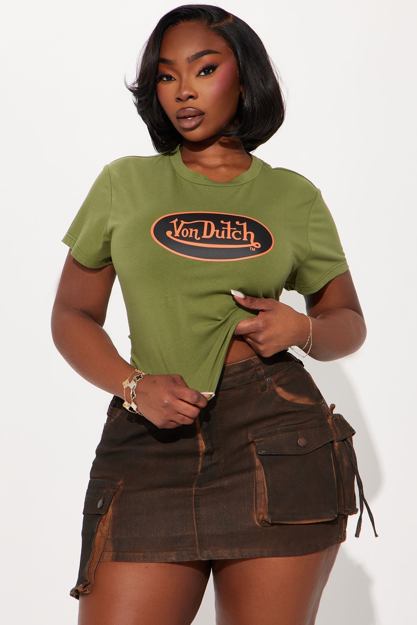 Von Dutch Patch Baby Tee - Olive