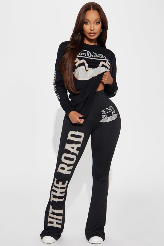 Von Dutch Hit The Road Flare Pant - Black