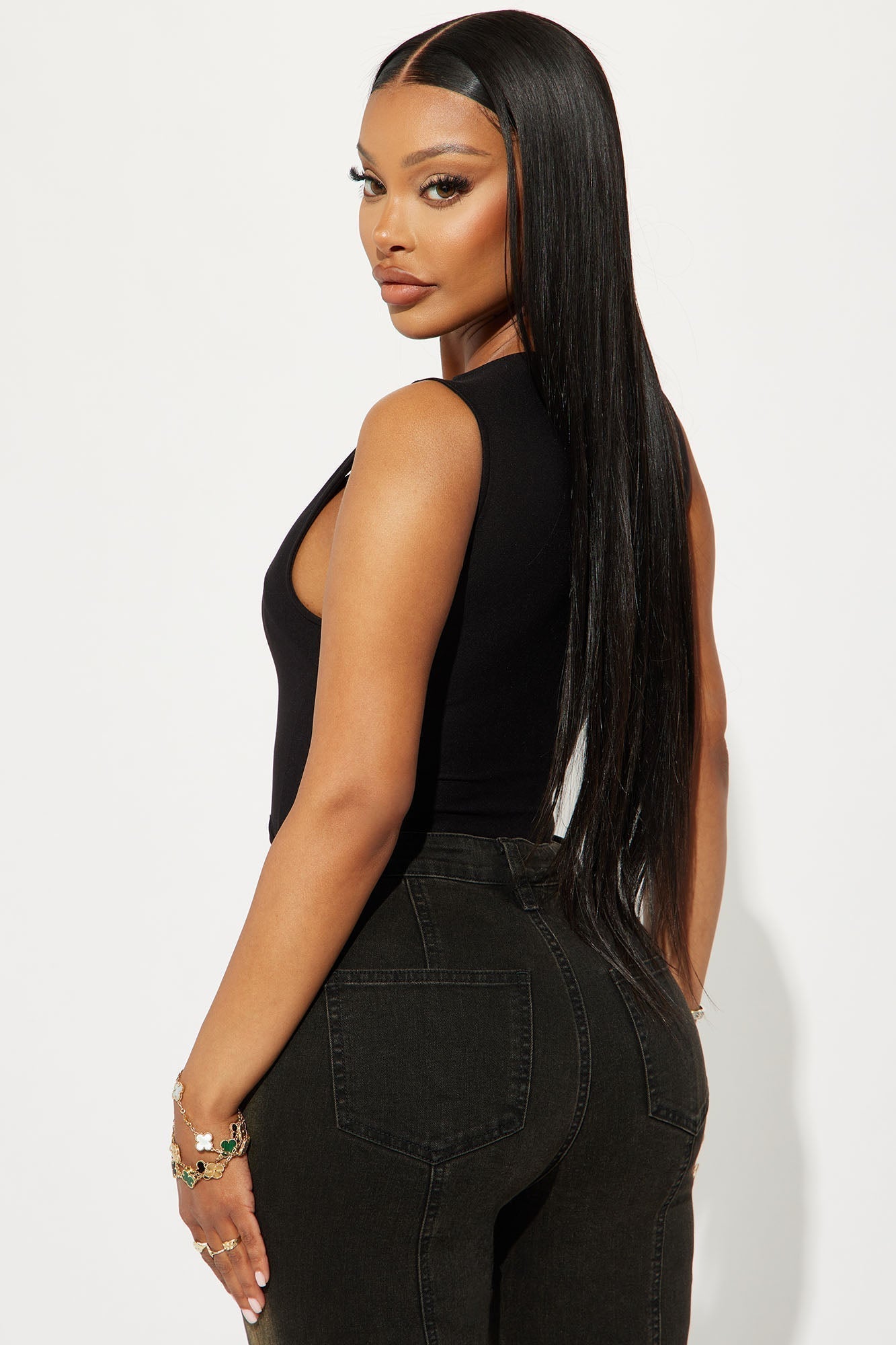 Serena Square Neck Bodysuit - Black