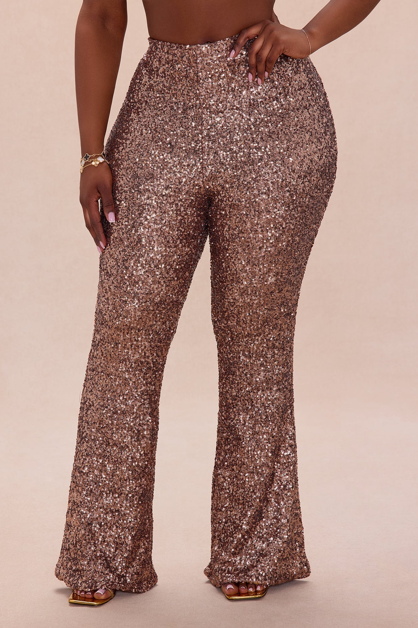 Azalea Sequin Flare Pant - Bronze