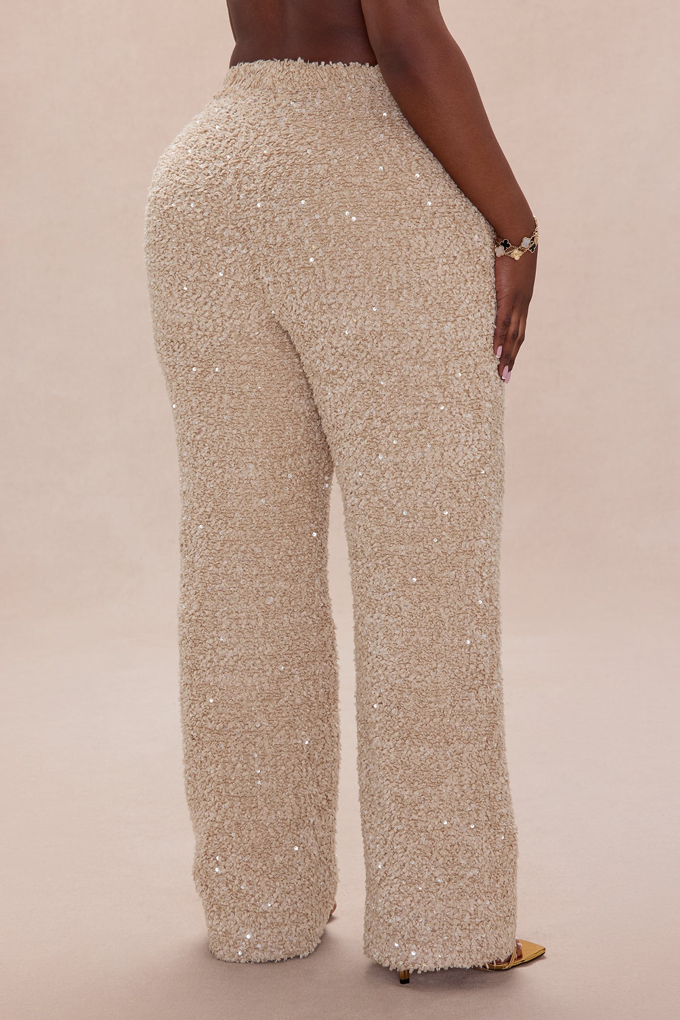 Demi Embellished Tweed Pant - Taupe