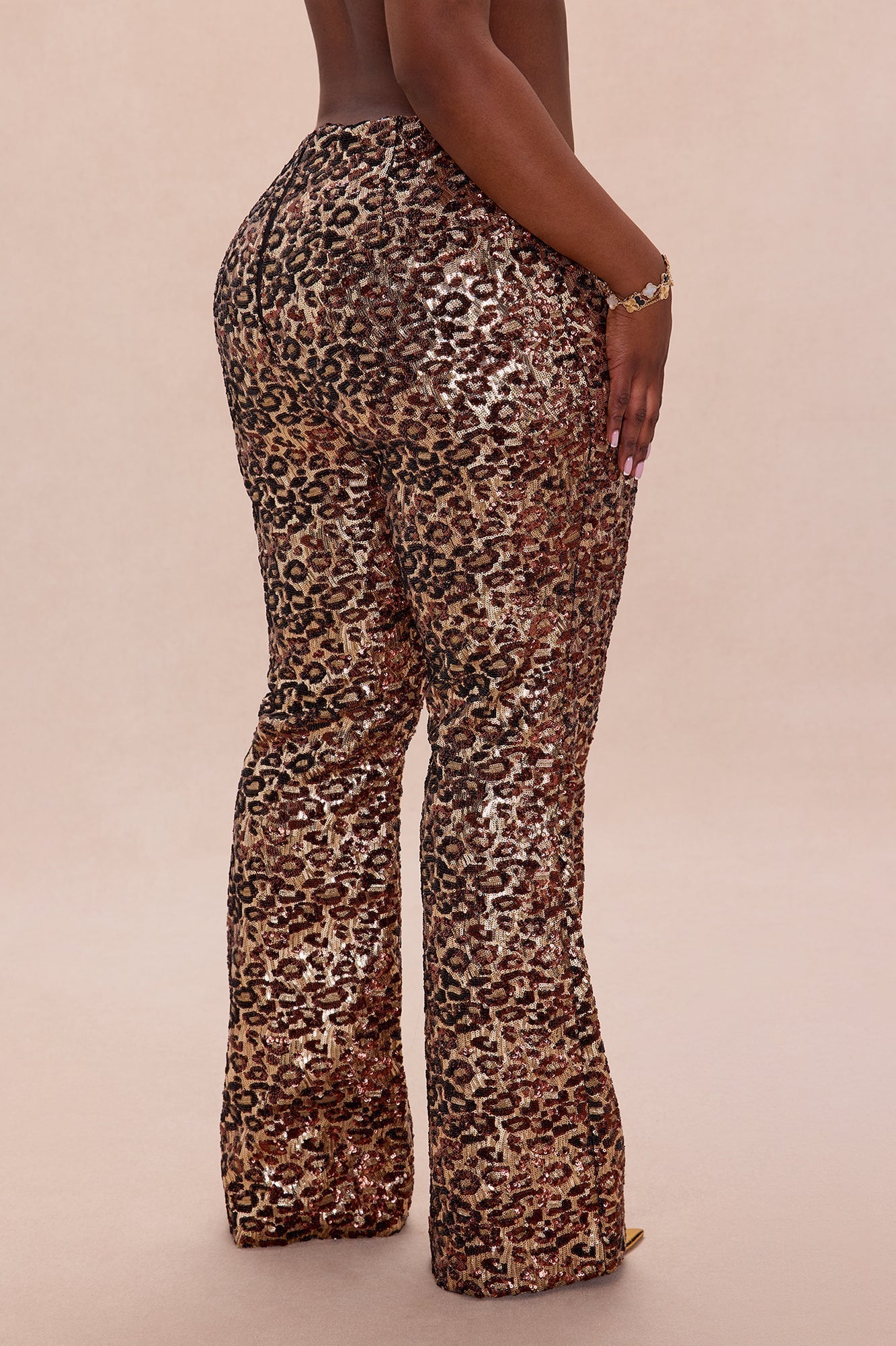 Delphine Leopard Sequin Flare Pant - Leopard