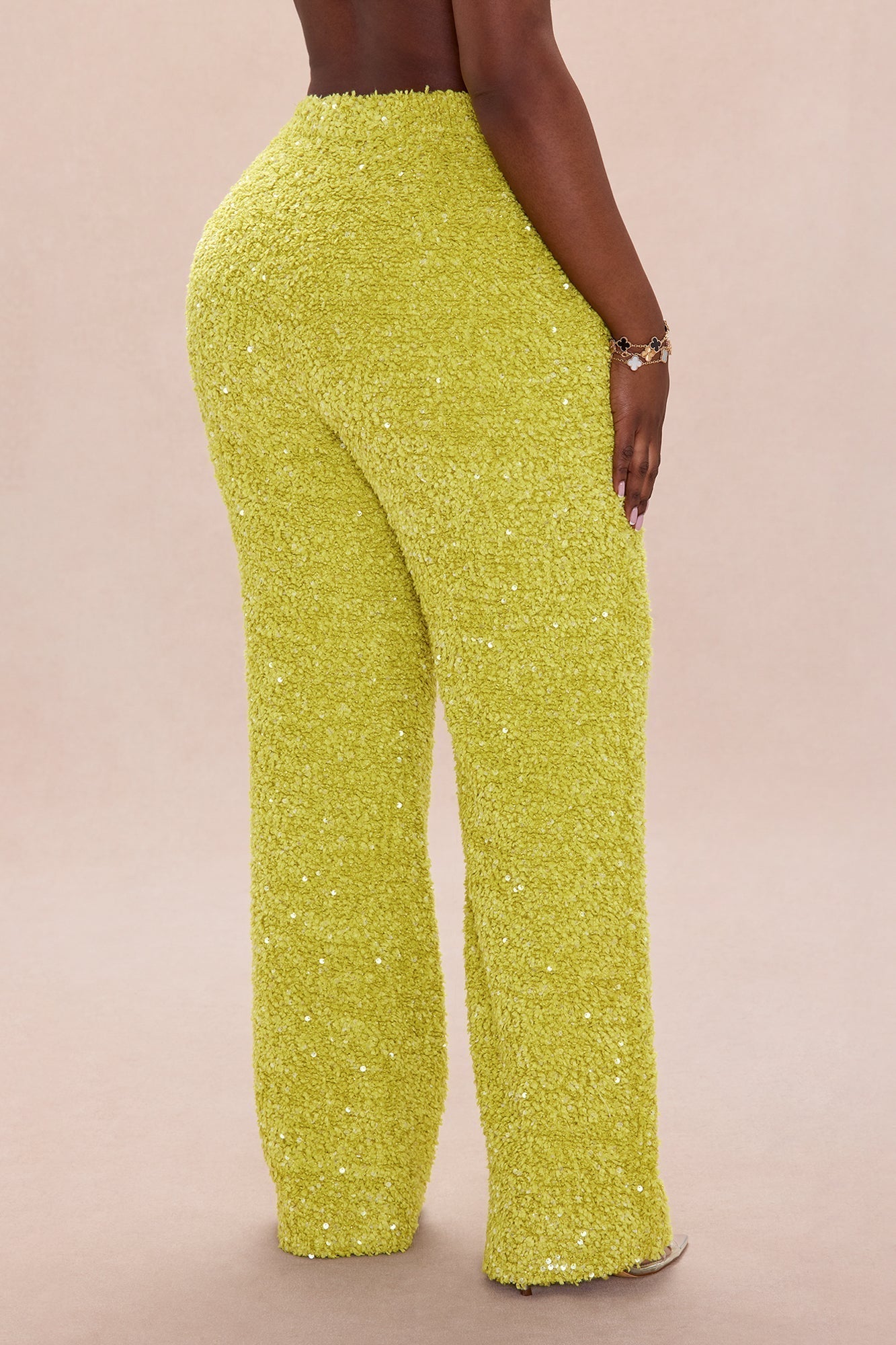 Demi Embellished Tweed Pant - Chartreuse