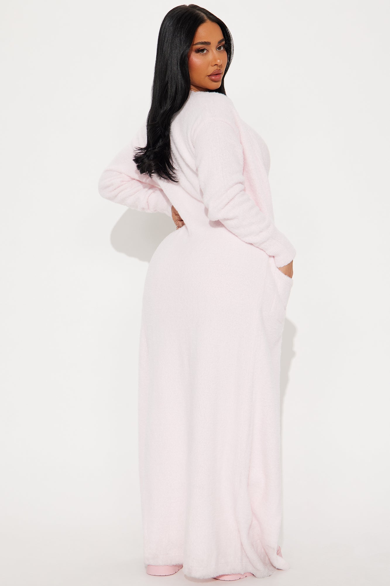 Next To You Fuzzy Romper Set - Pink
