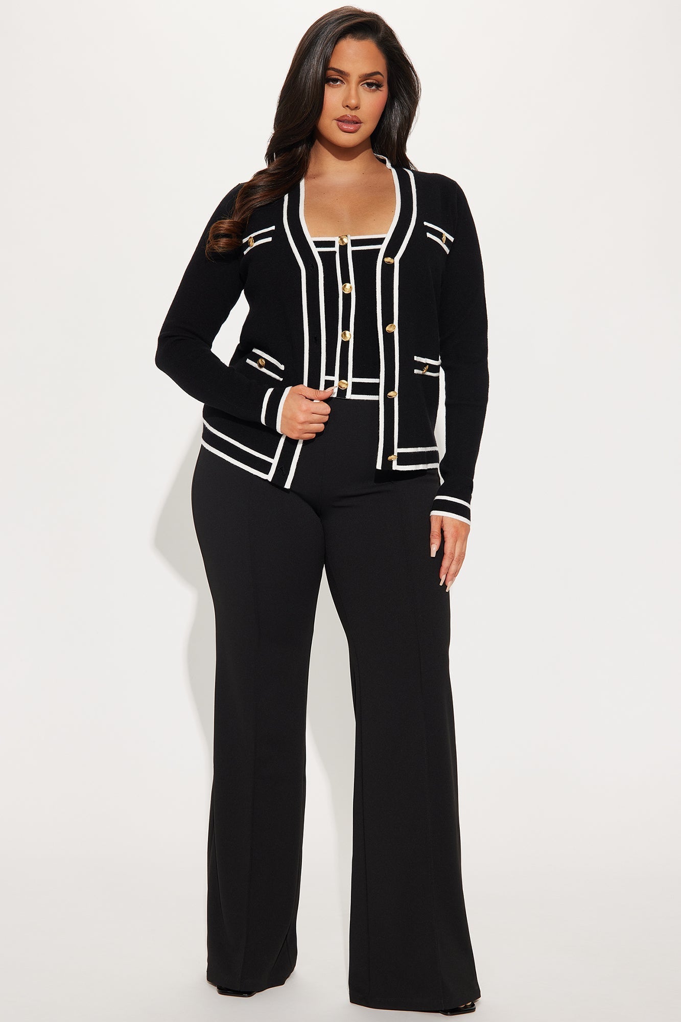 Lunch In Paris 2 Piece Sweater - Black/White