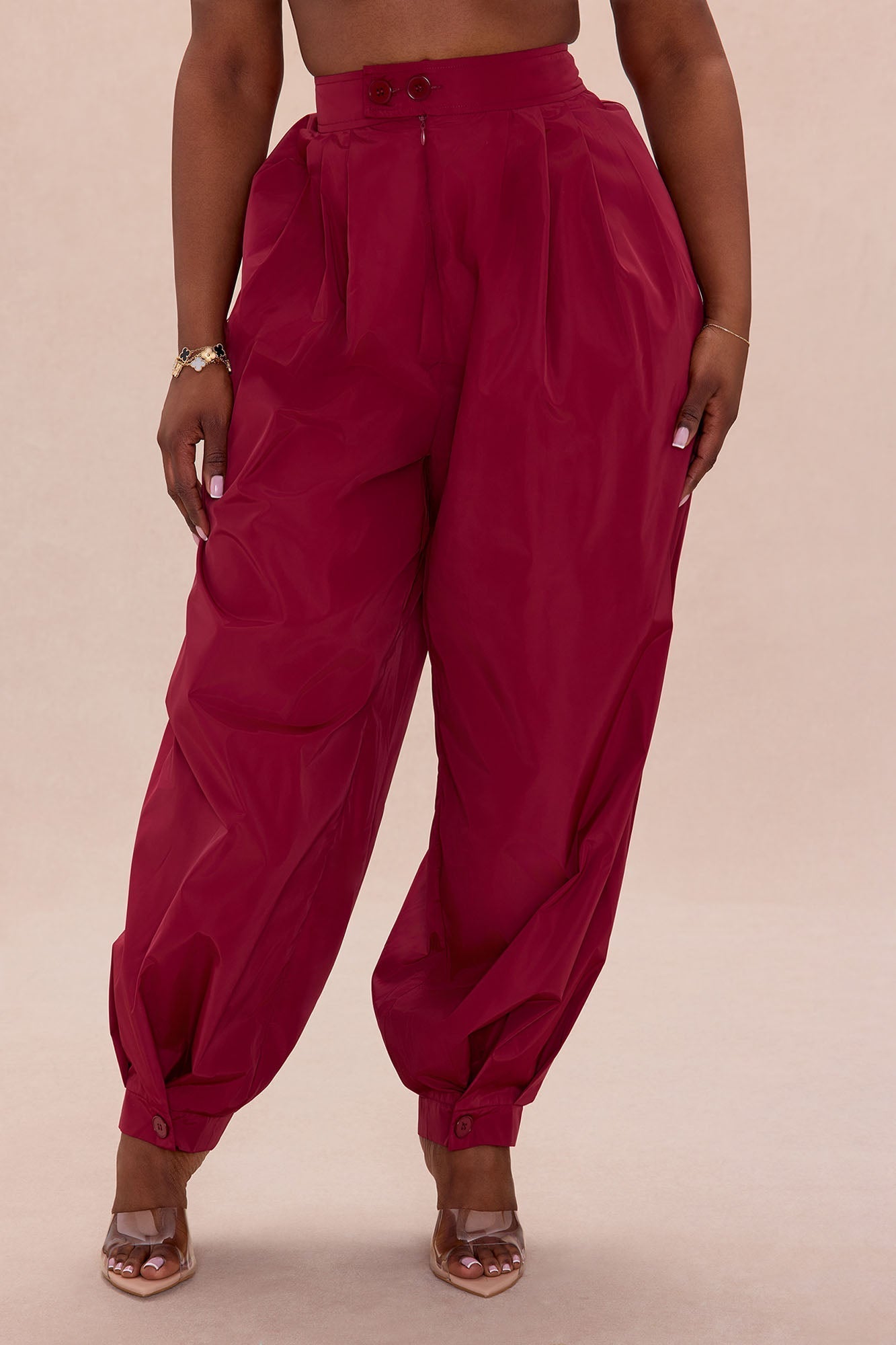 Estelle Taffeta Balloon Pant - Burgundy