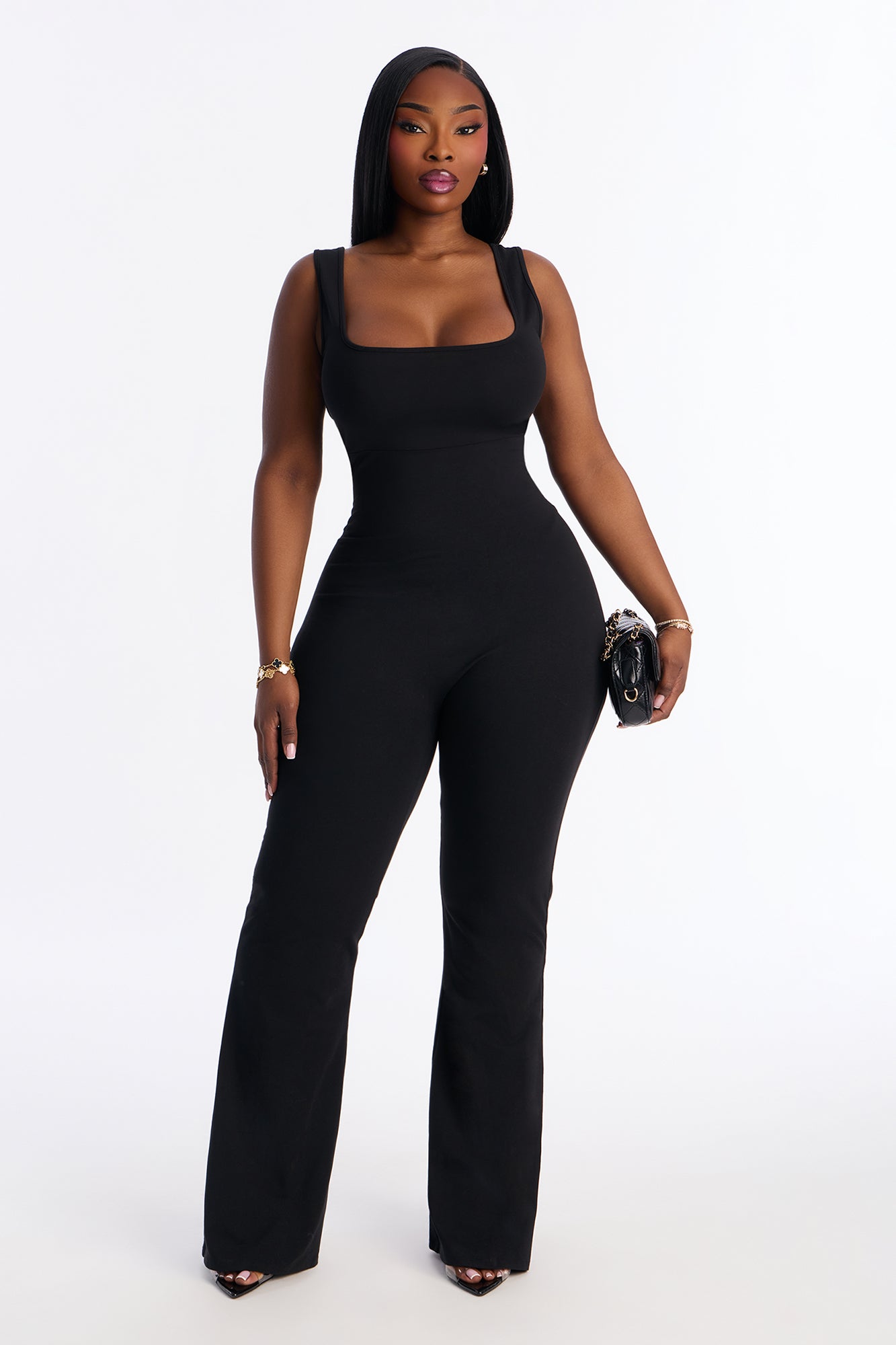 Selina Flare Leg Jumpsuit - Black