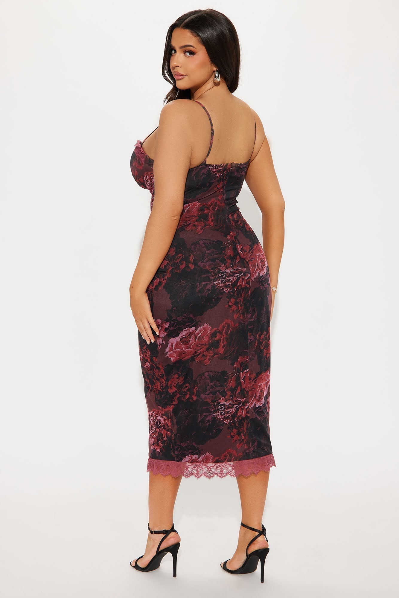 Timeless Beauty Mesh Midi Dress - Black/combo