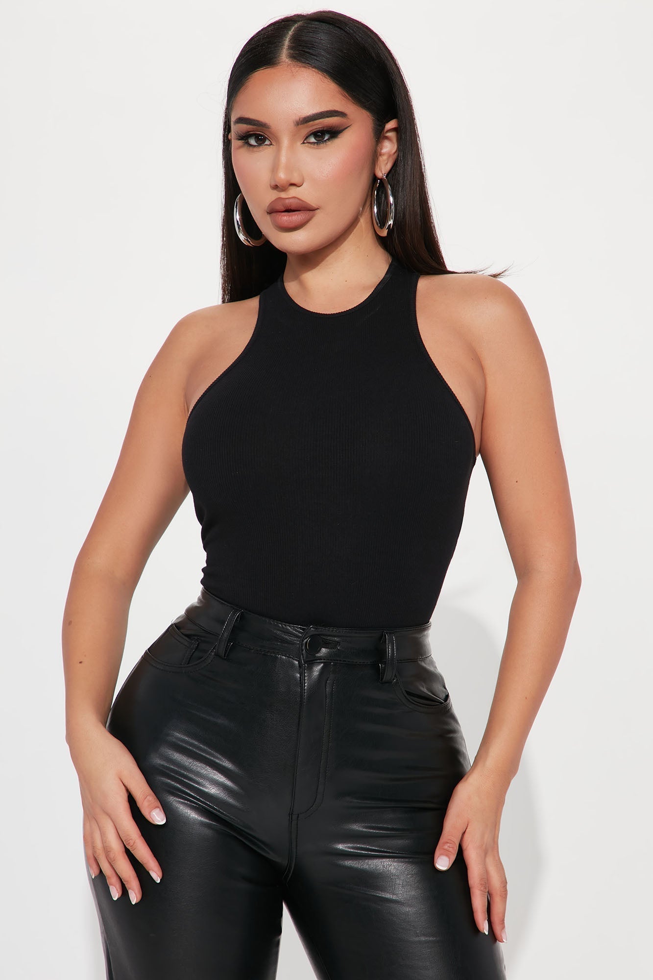 Model Attitude Racerback Bodysuit - Black