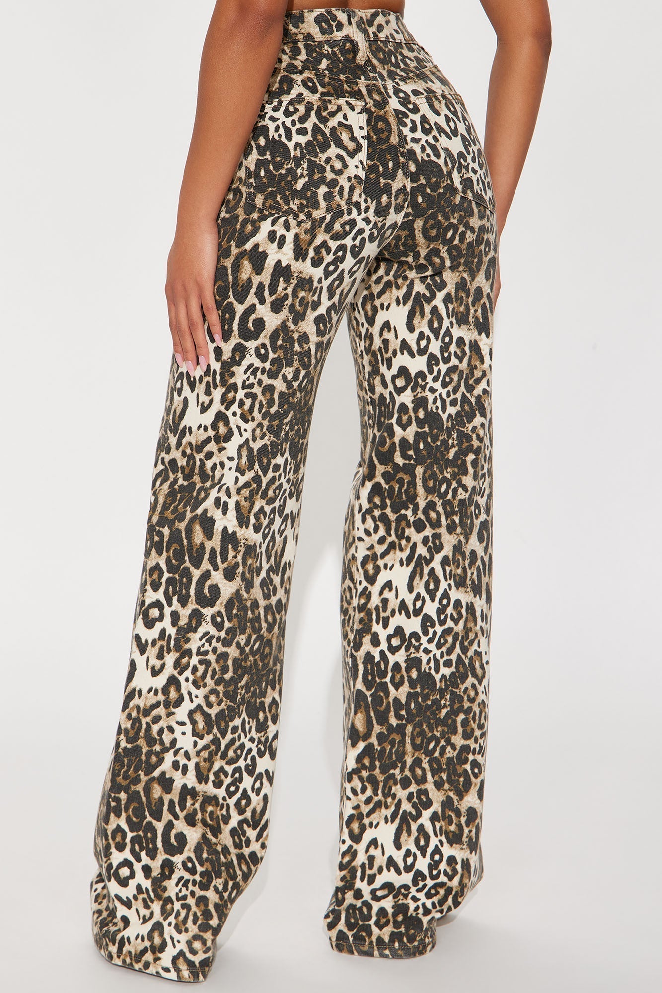 Tall Wild Nights Stretch Animal Print Wide Leg Jeans - Taupe/combo