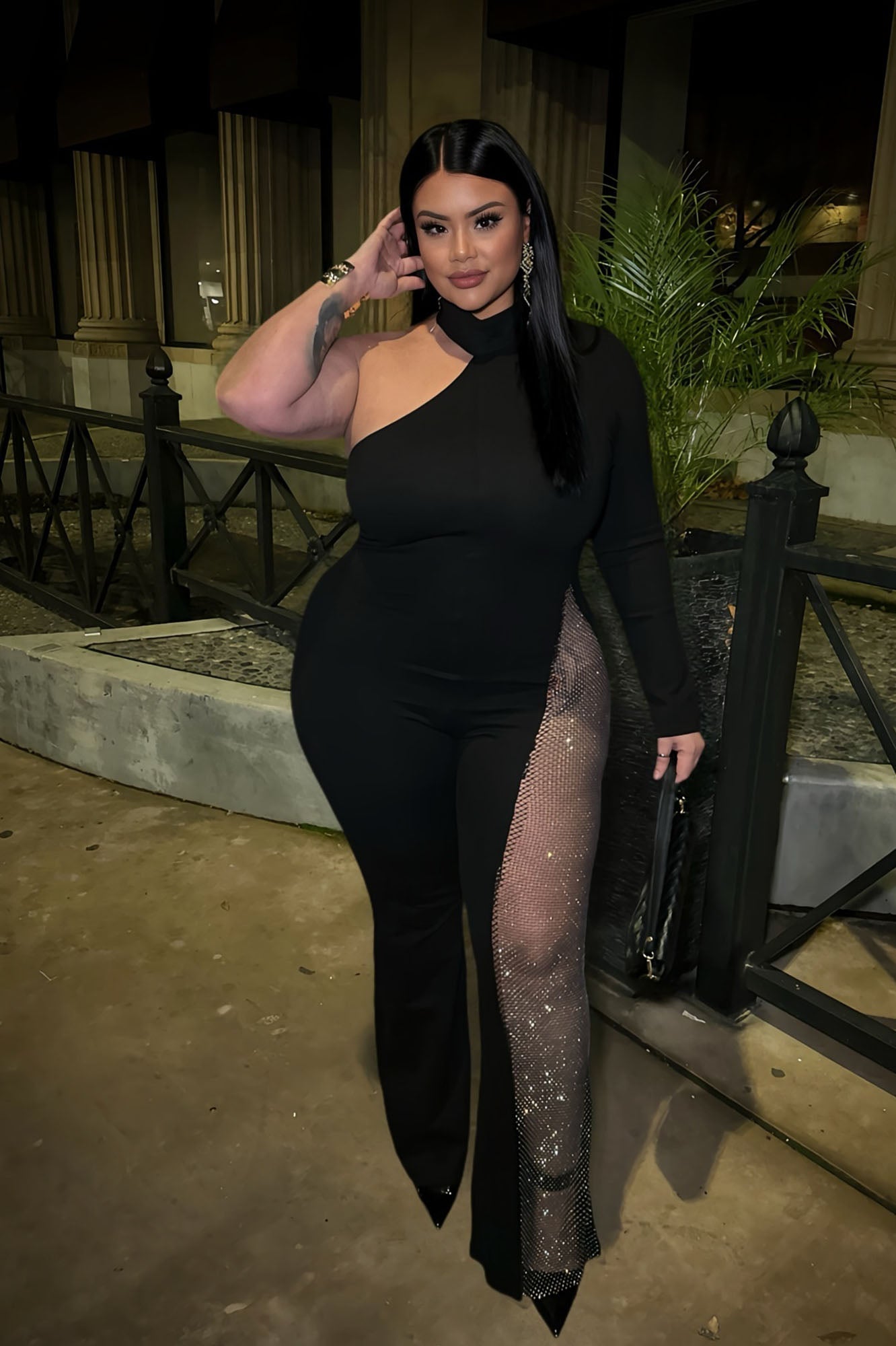 See Me Shine Embellished Jumpsuit - Black