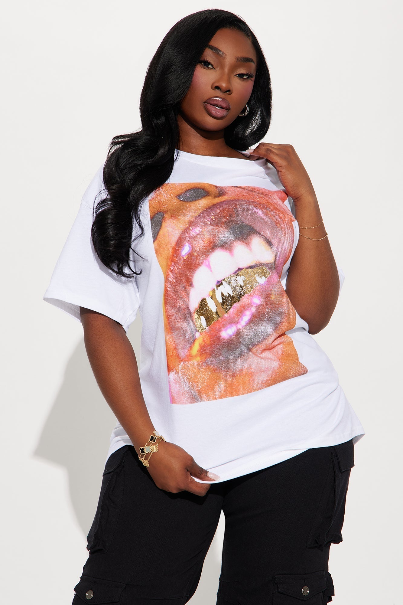 Gold Grill Glossy Tee - White