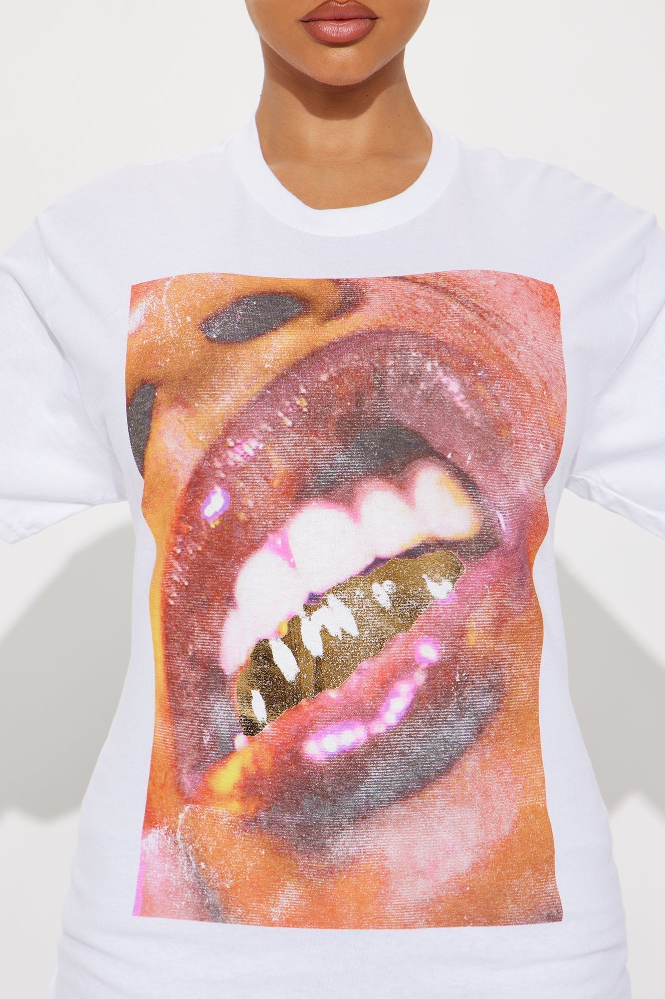 Gold Grill Glossy Tee - White