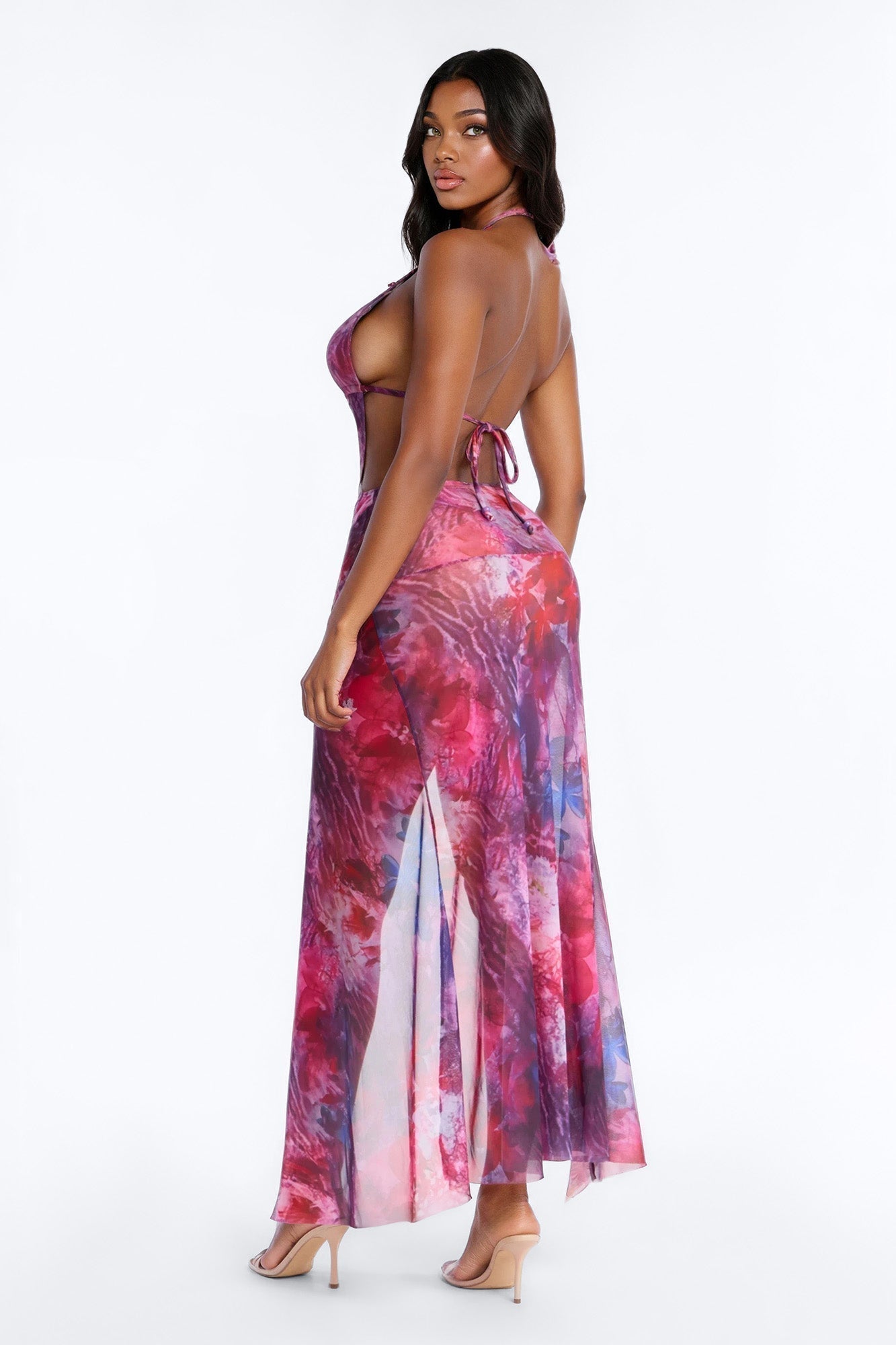 Sienna Beaded 1 Piece Monokini & Skirt Set - Purple/combo