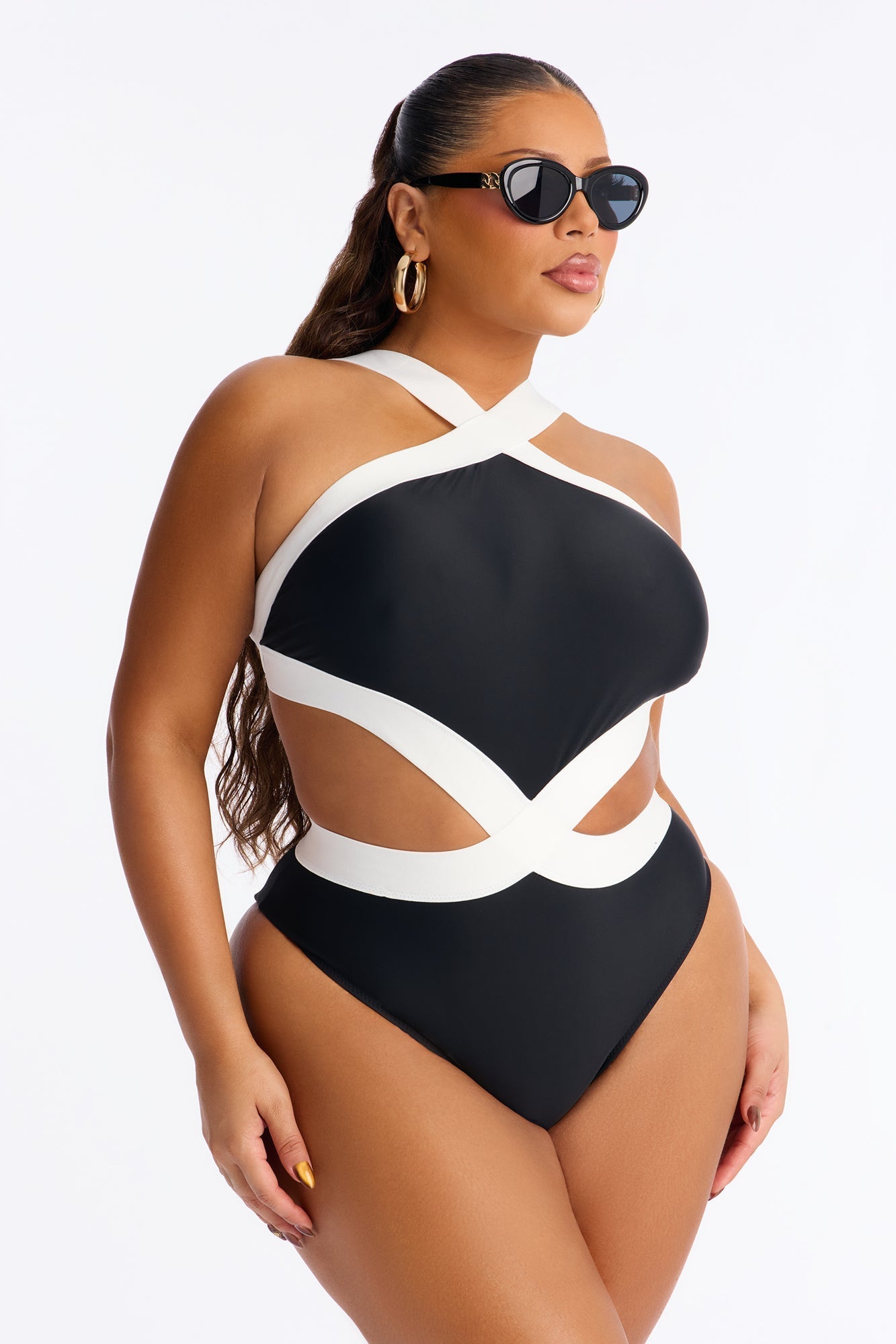 Isabel 1 Piece Swimsuit - Black/White