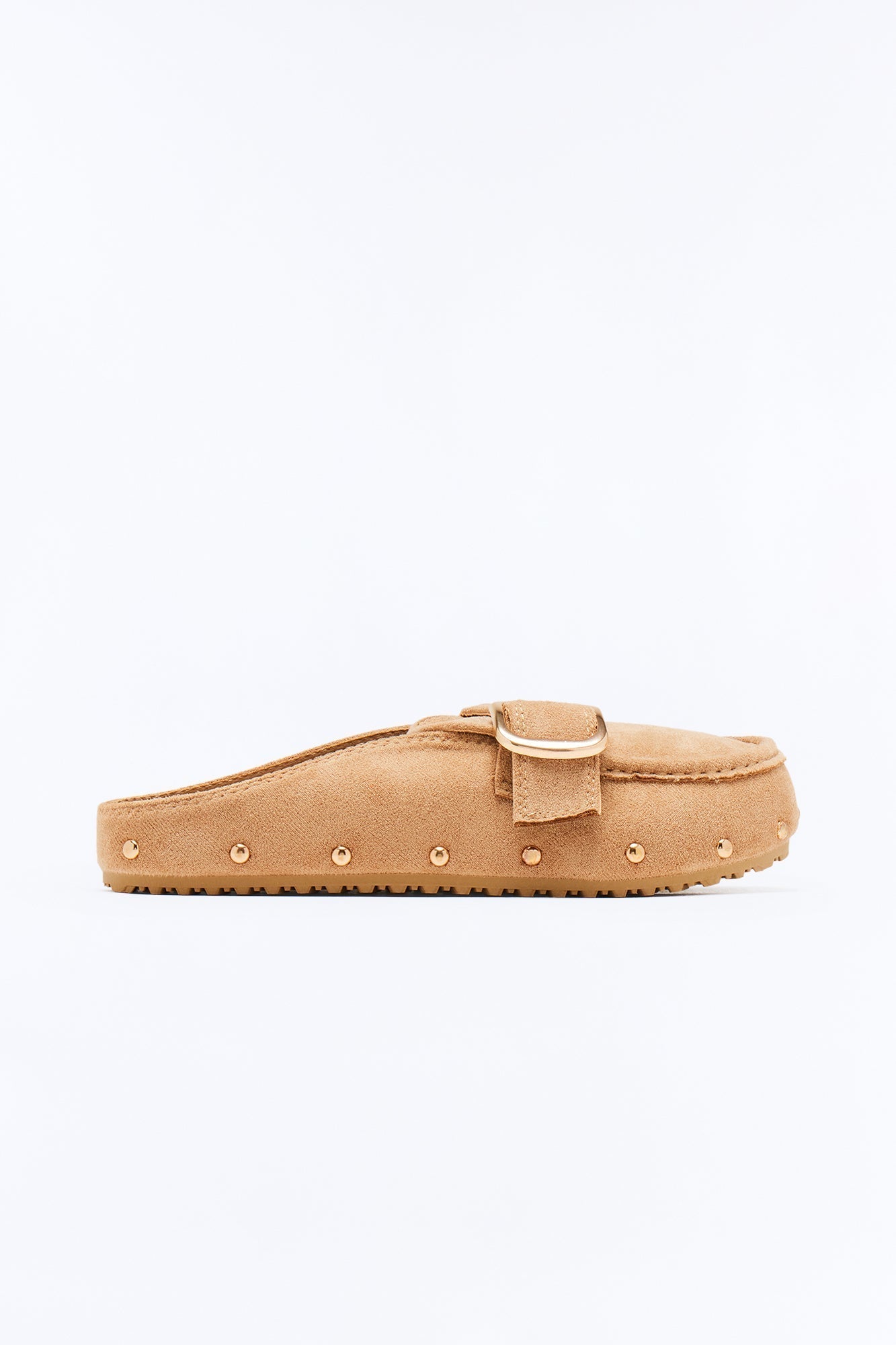 Allen Buckle Studded Flats - Beige