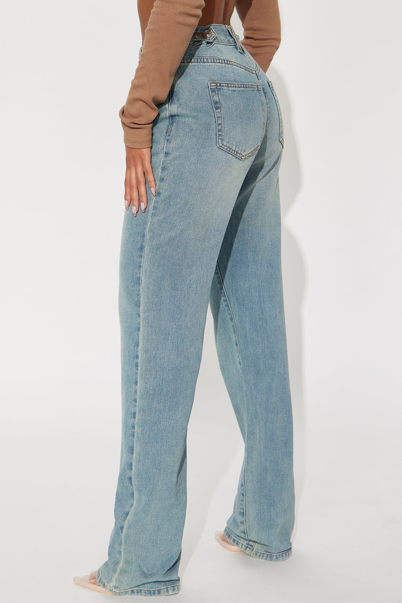 Dani Drop Waist Straight Leg Jeans - Medium Wash