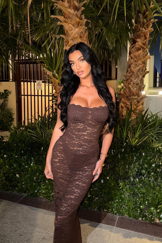 Lilie Lace Maxi Dress - Chocolate