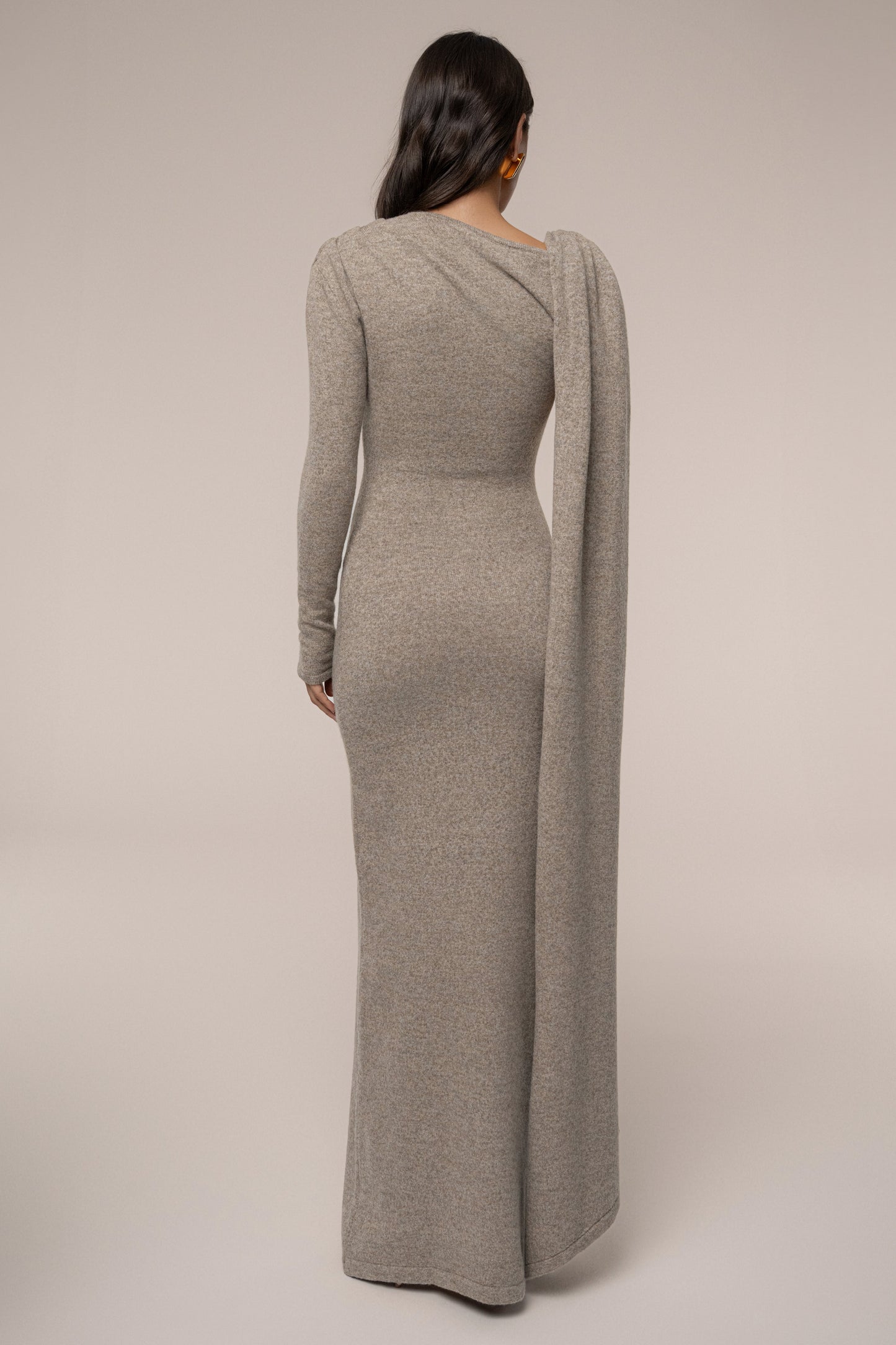 Taupe Aniza Drape Maxi Dress