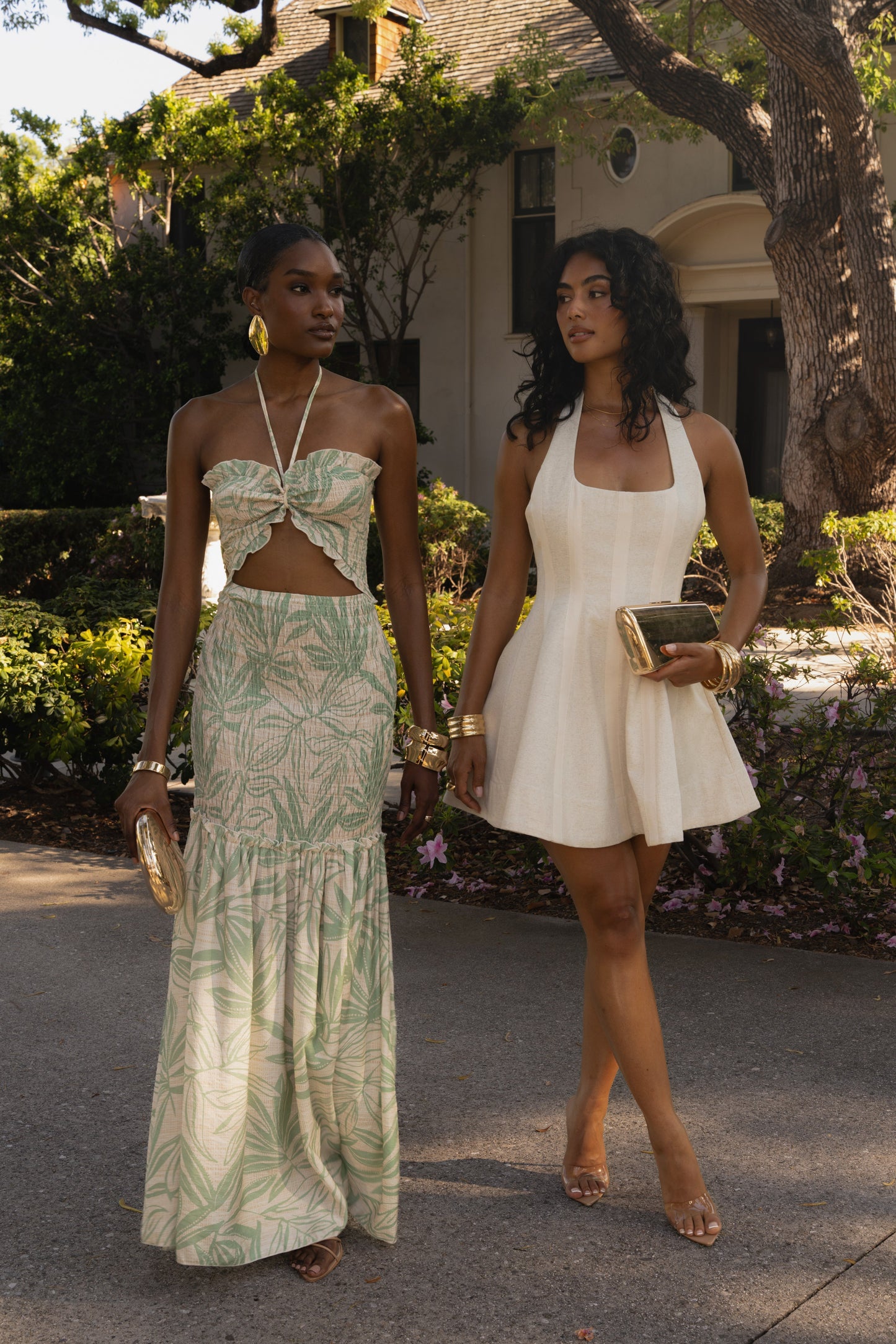 Beige Larissa Flared Mini Dress