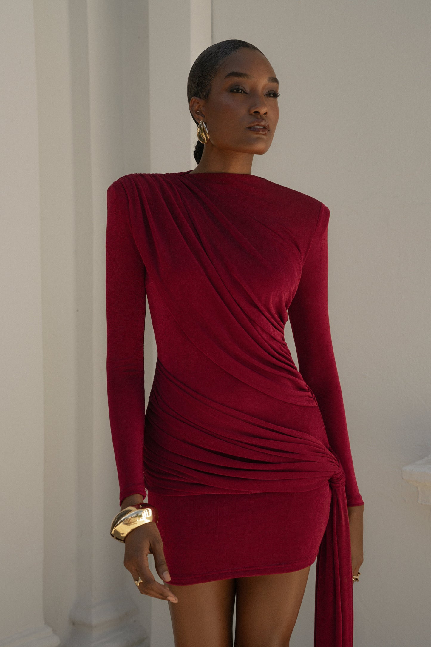 Berry Moments Draped Mini Dress