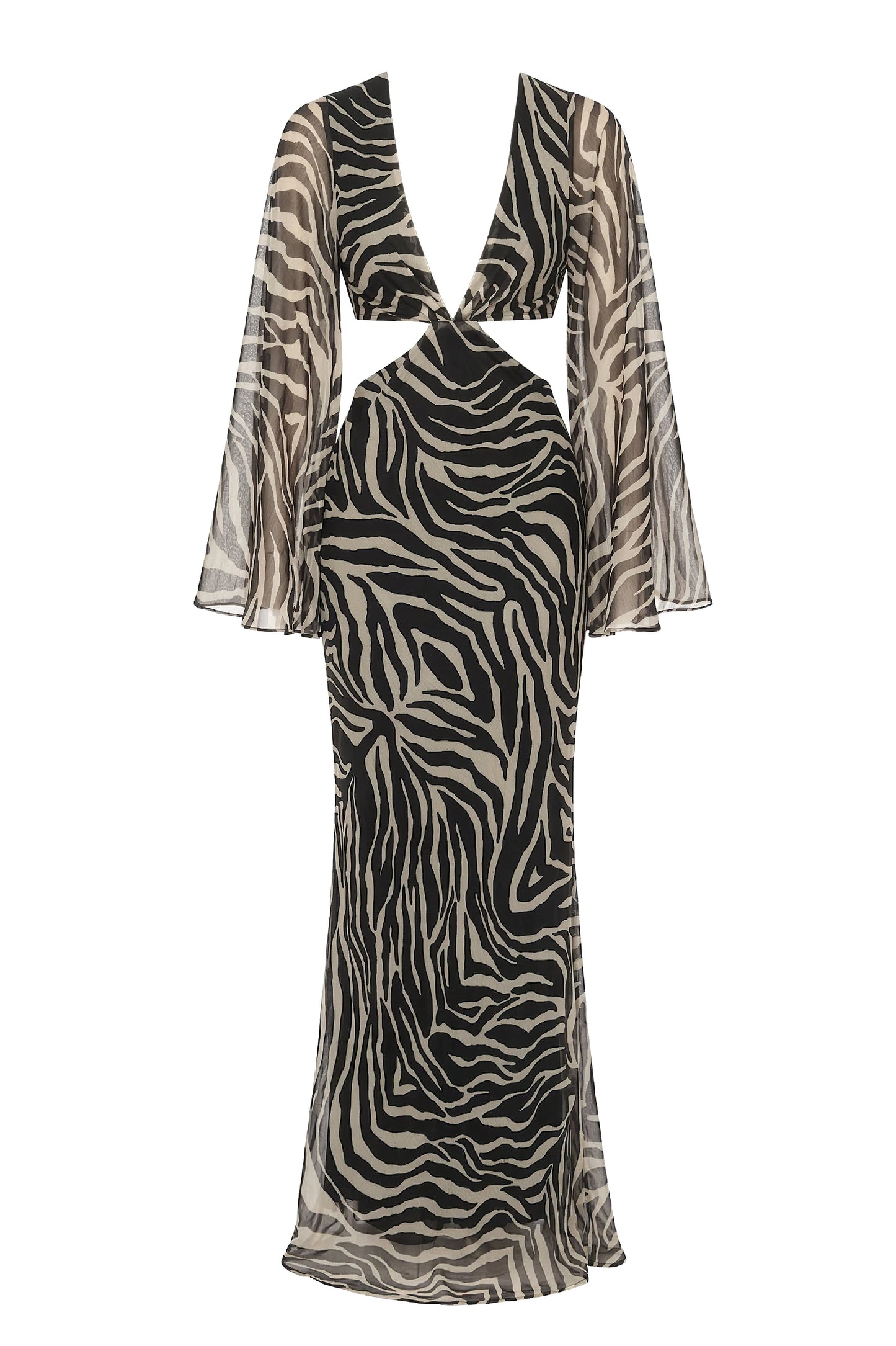 Black Zebra Instincts Print Maxi Dress