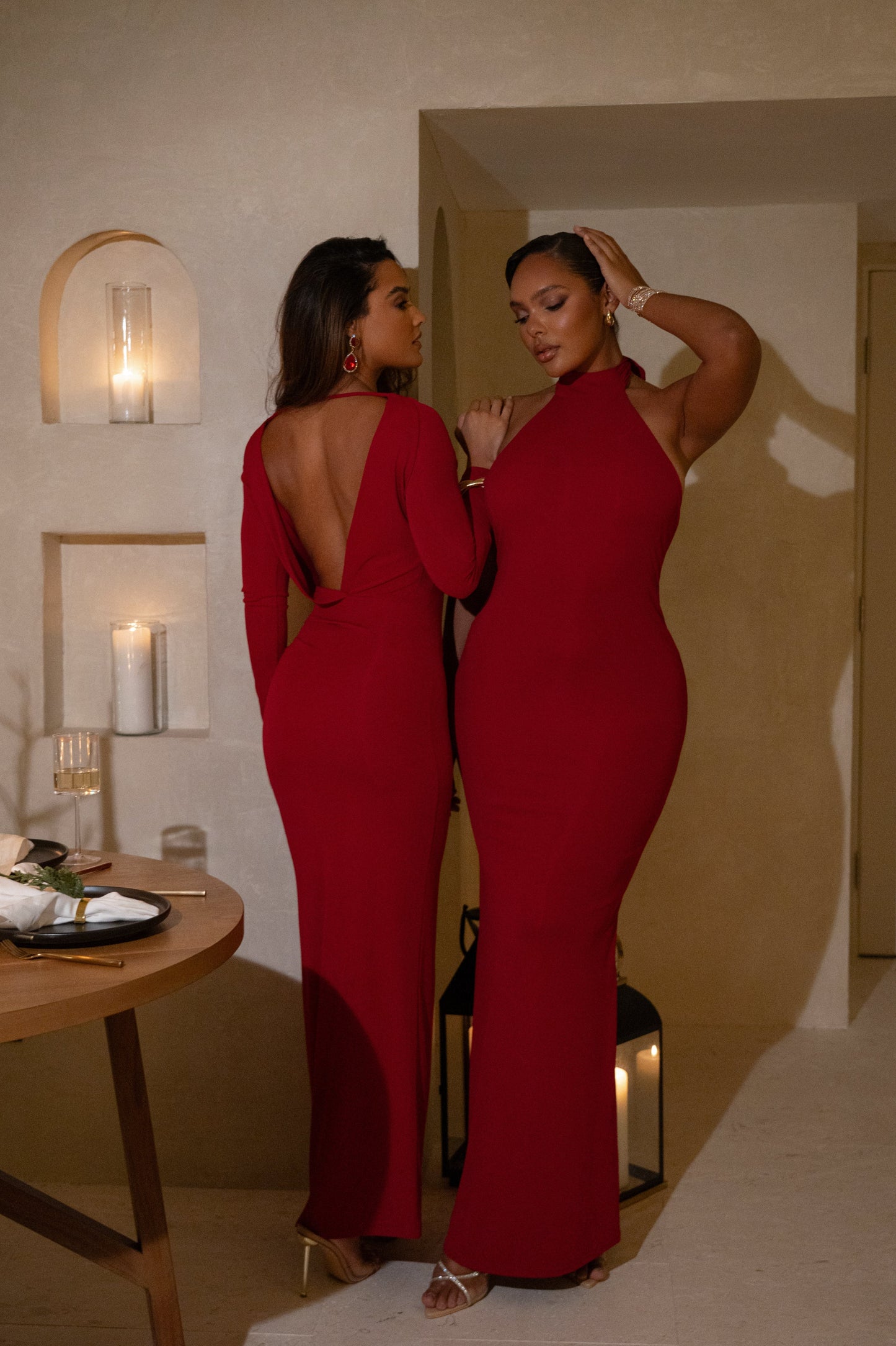 Red Golden Evening Maxi Gown