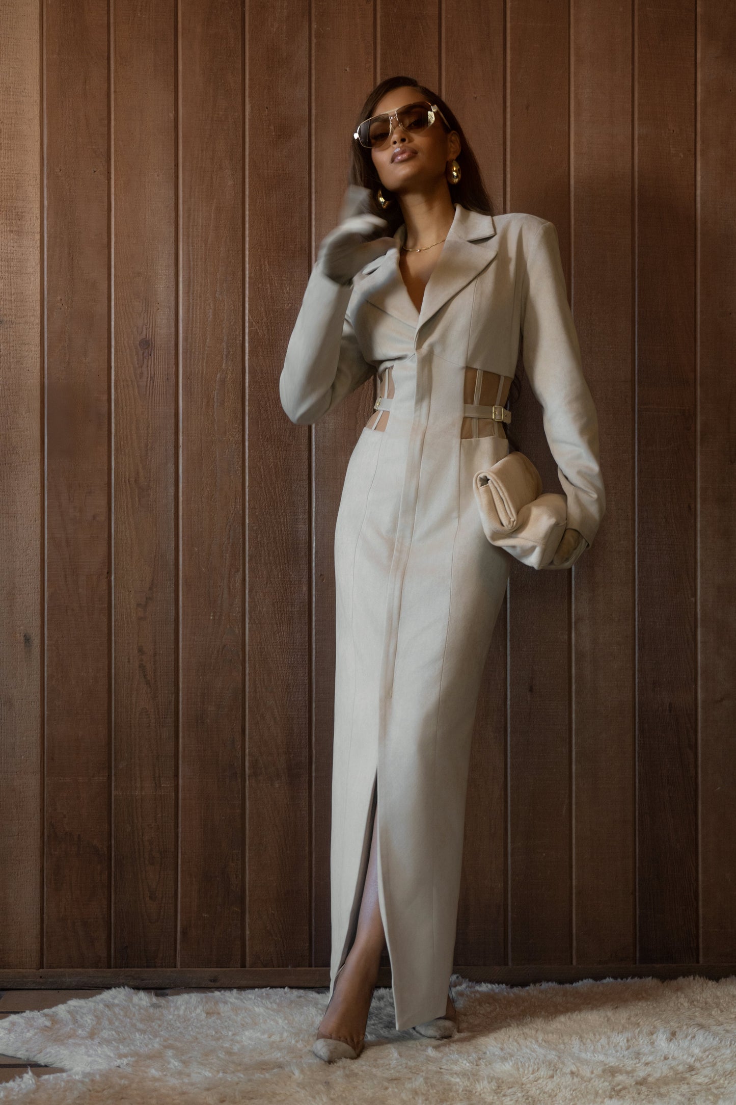 Stone Toffee Haze Suede Dress