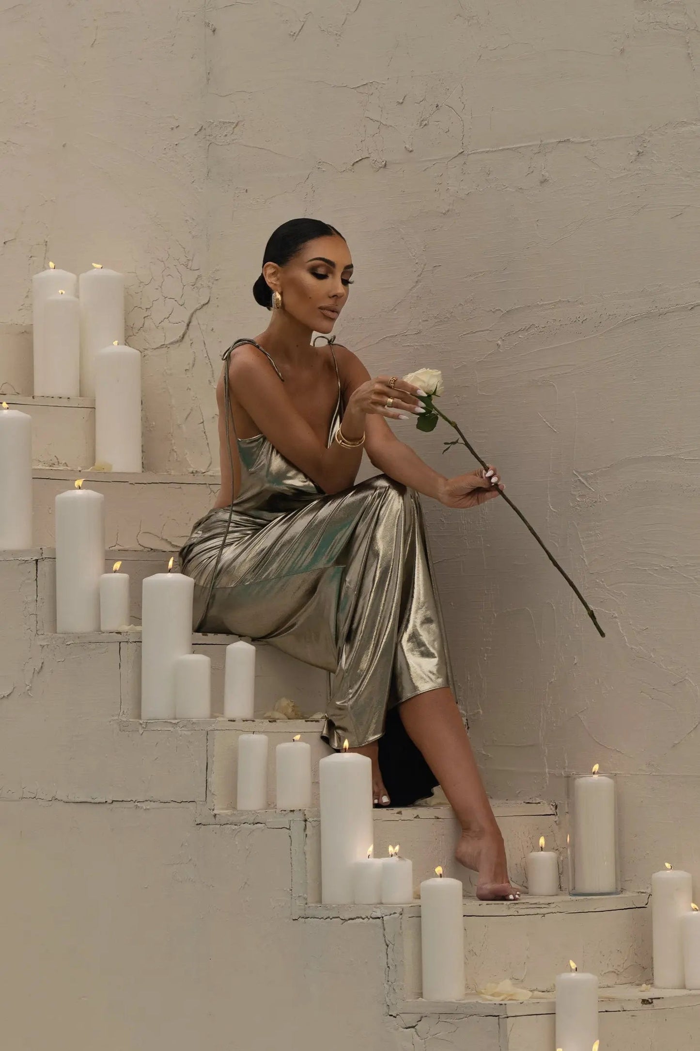 Light Gold Heart of Gold Maxi Dress