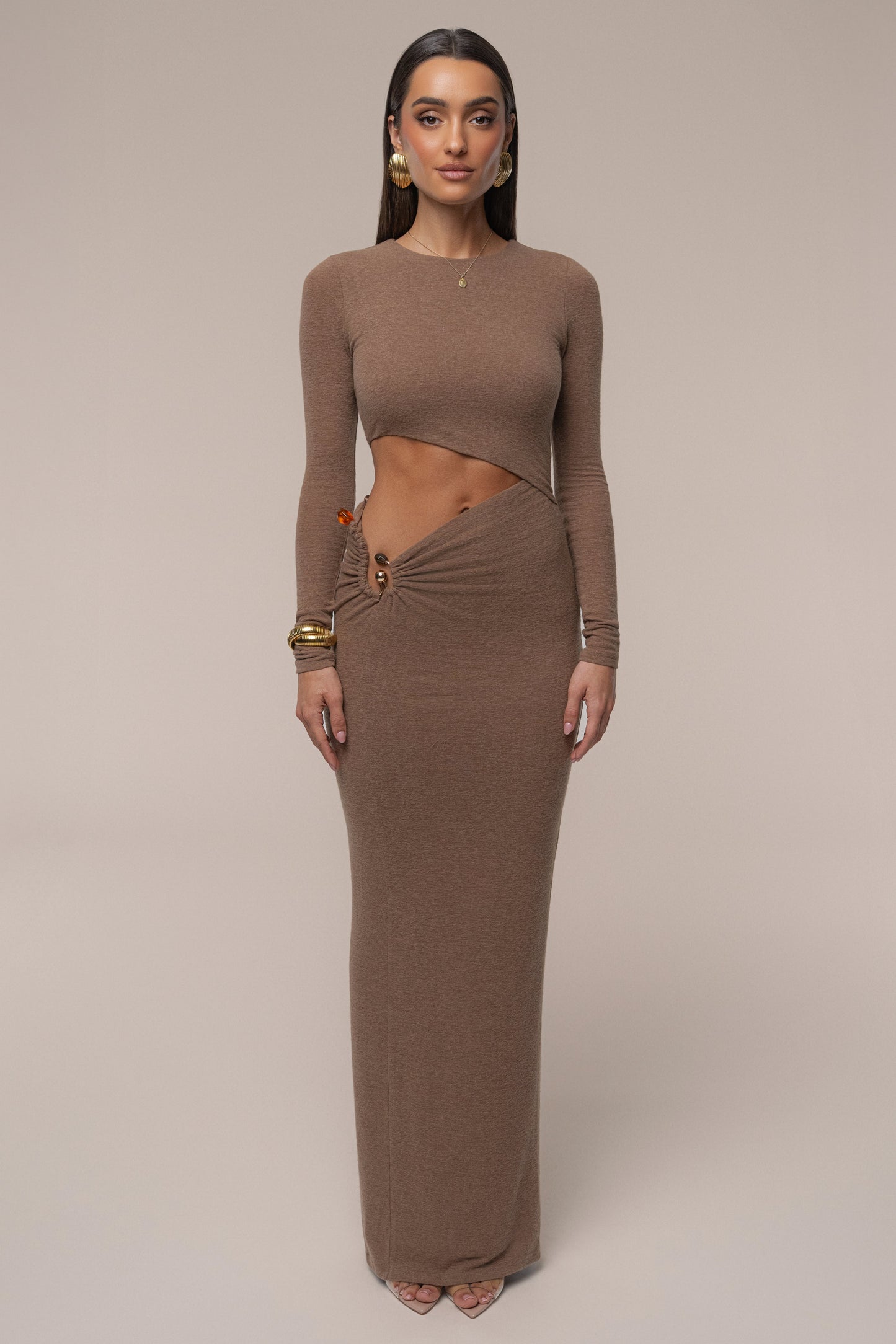 Chocolate Summer Romance Cutout Dress