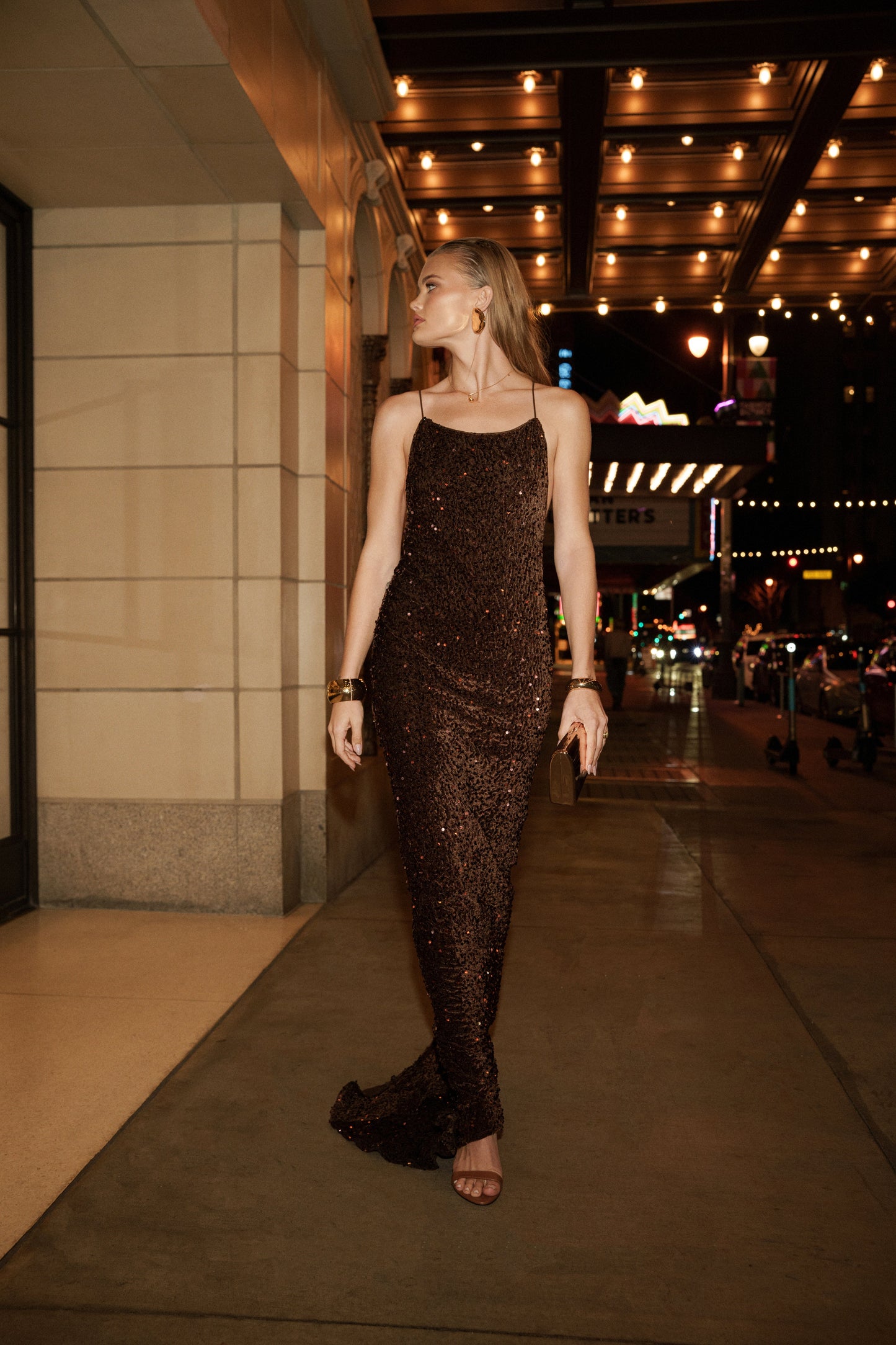 Brown Glisten All Night Sequin Gown