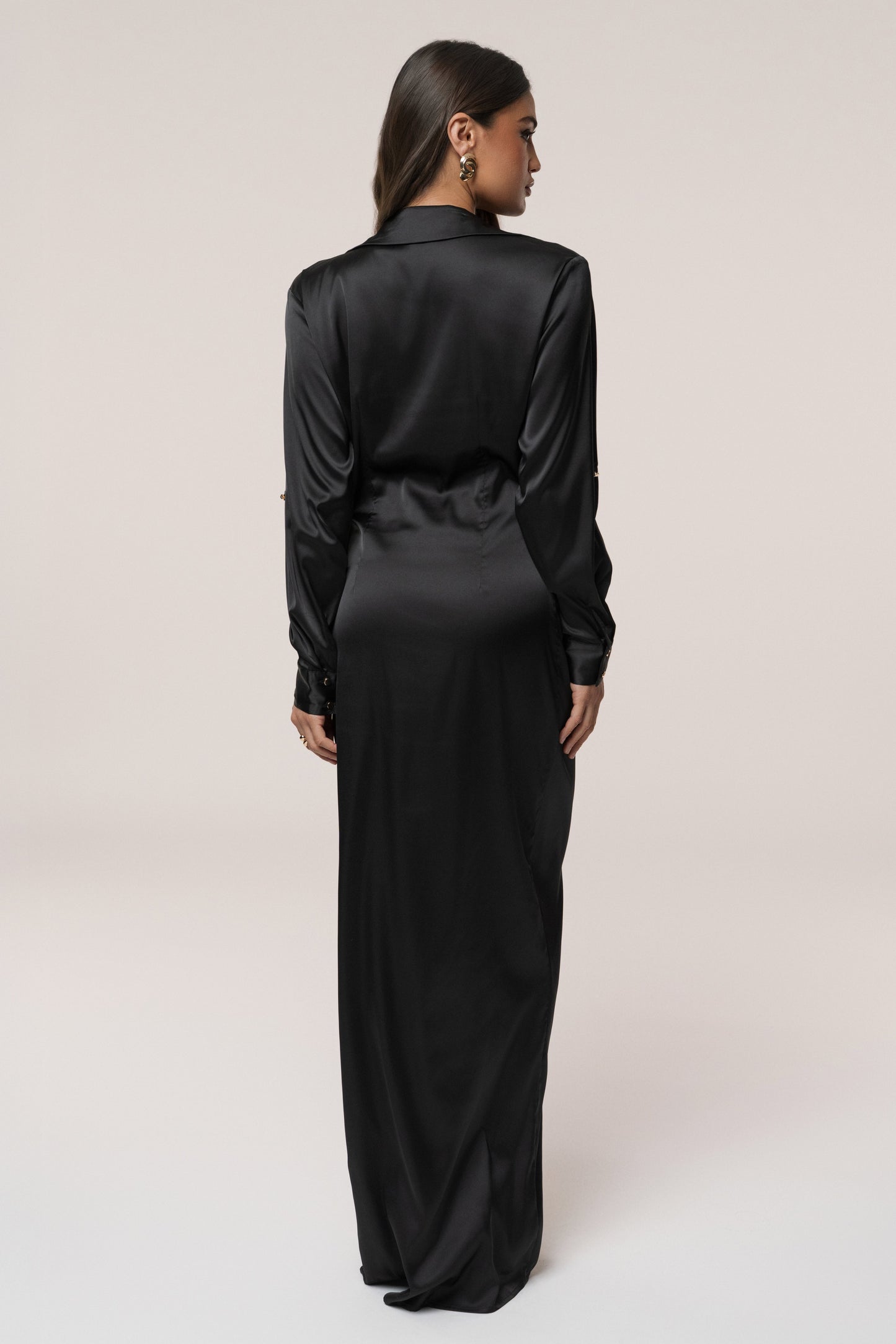 Black Arabella Satin Maxi Dress