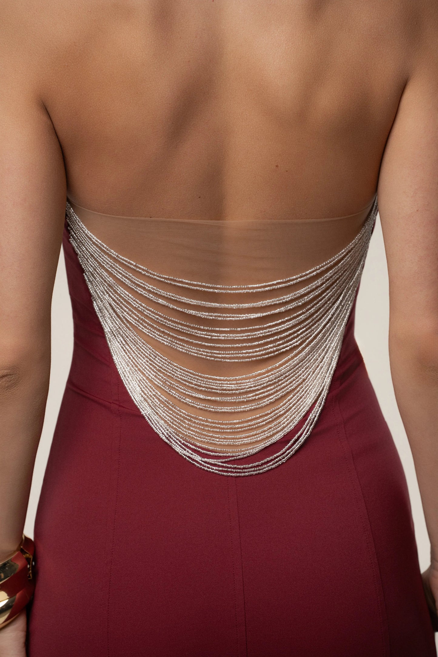 Burgundy Gilded Radiance Mini Dress
