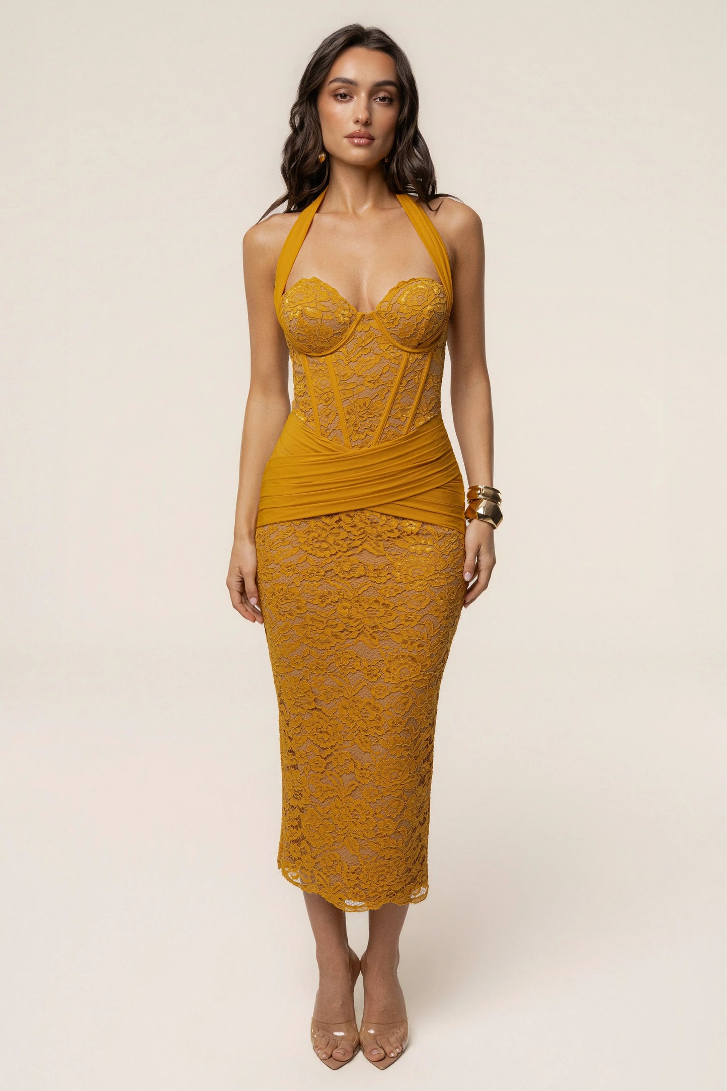 PRE-ORDER Yellow Royal Romance Halter Dress