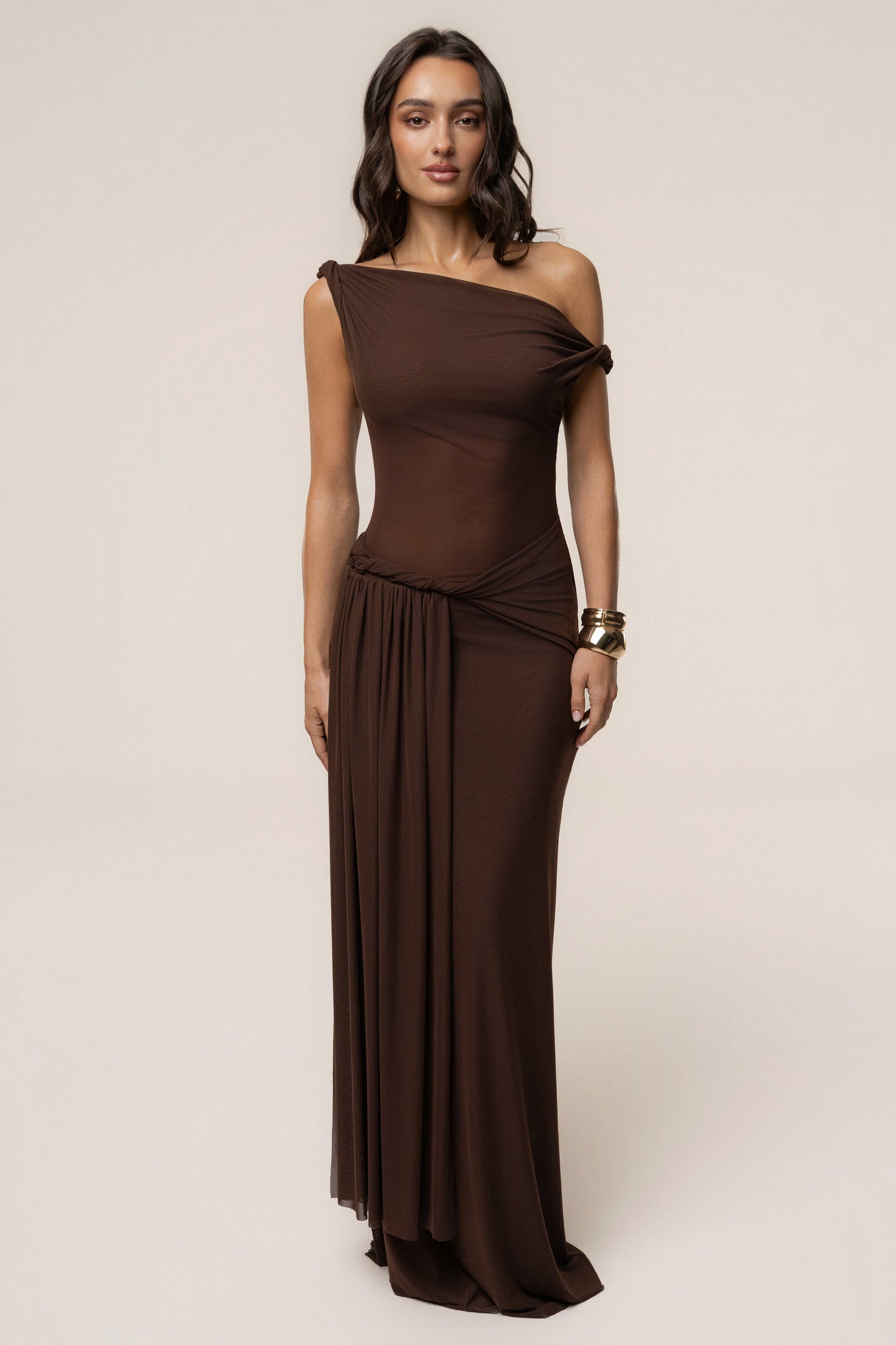 Brown Serenity Drape Gown