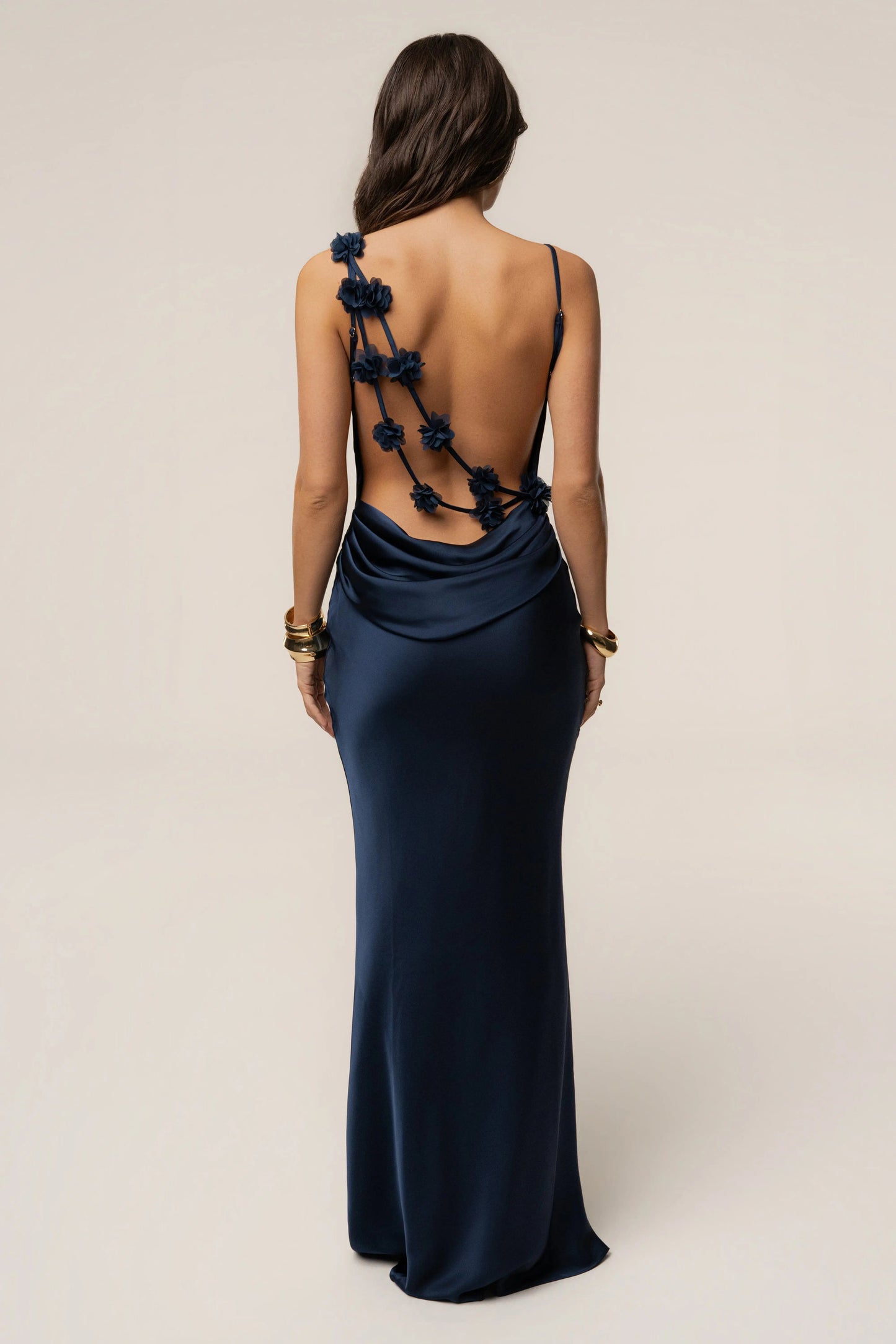 PRE-ORDER Navy Down The Aisle Satin Gown