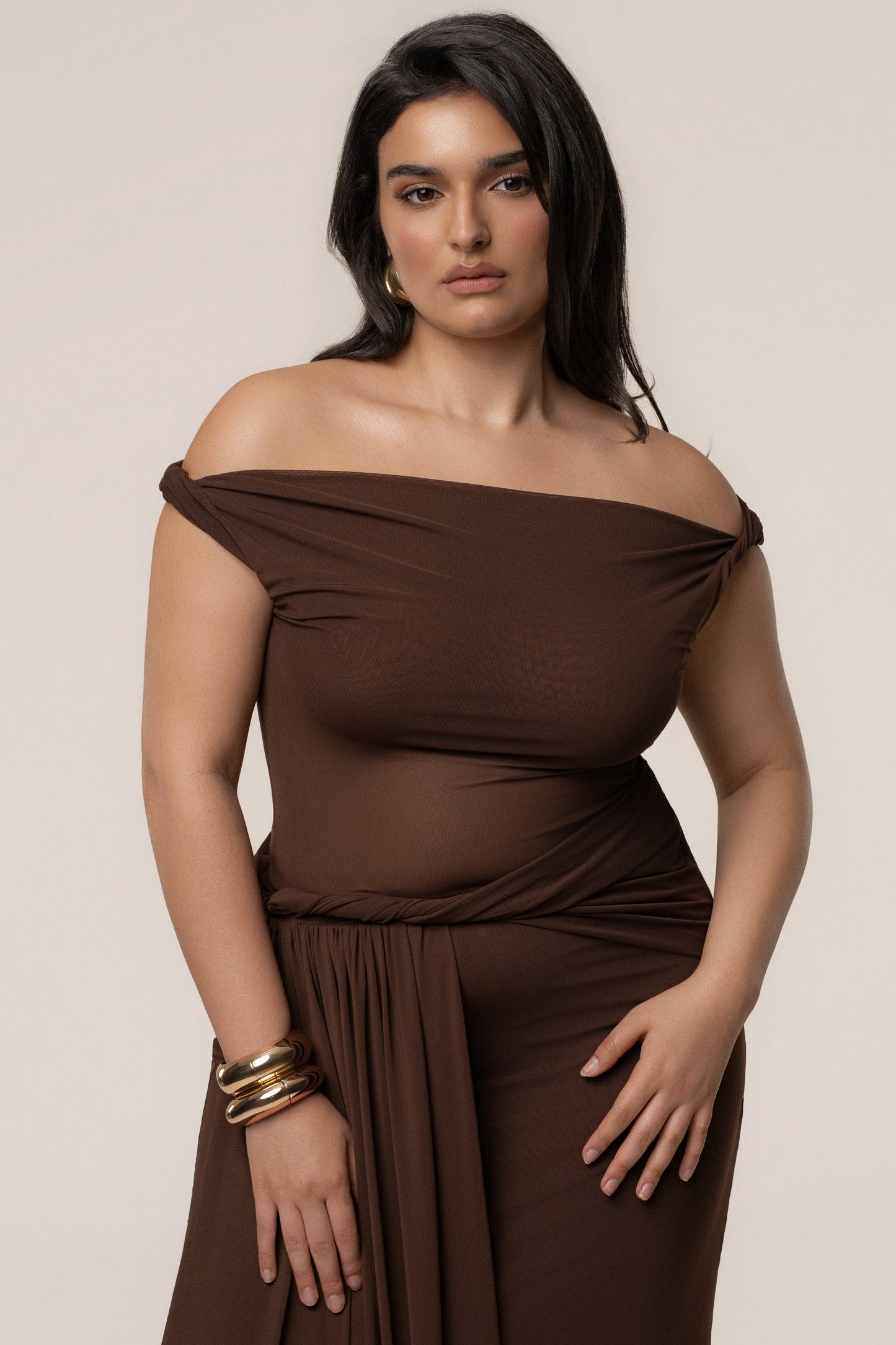 Brown Serenity Drape Gown