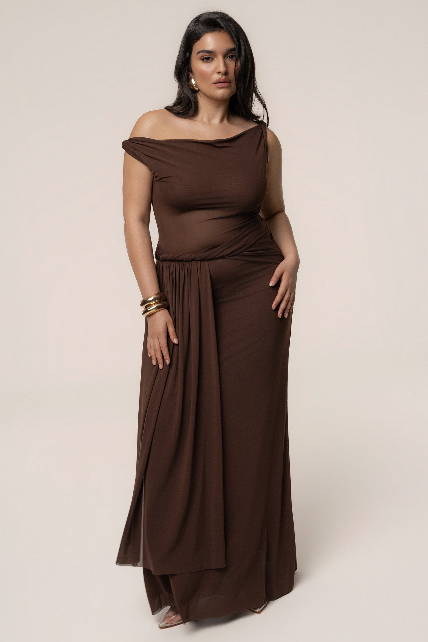 Brown Serenity Drape Gown