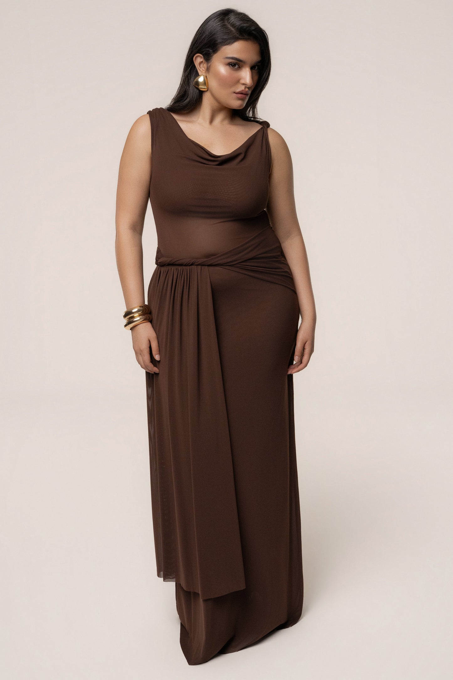 Brown Serenity Drape Gown