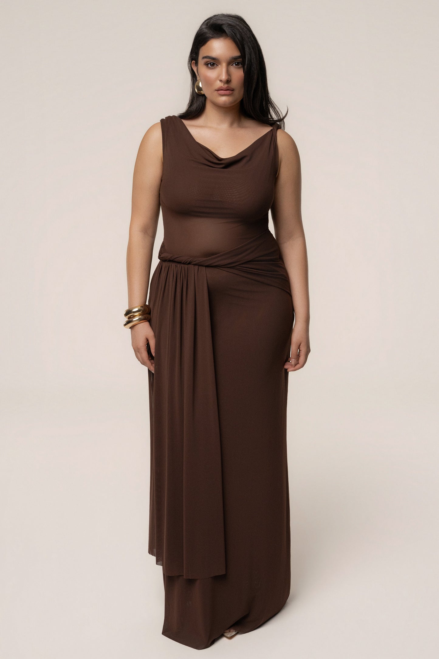 Brown Serenity Drape Gown