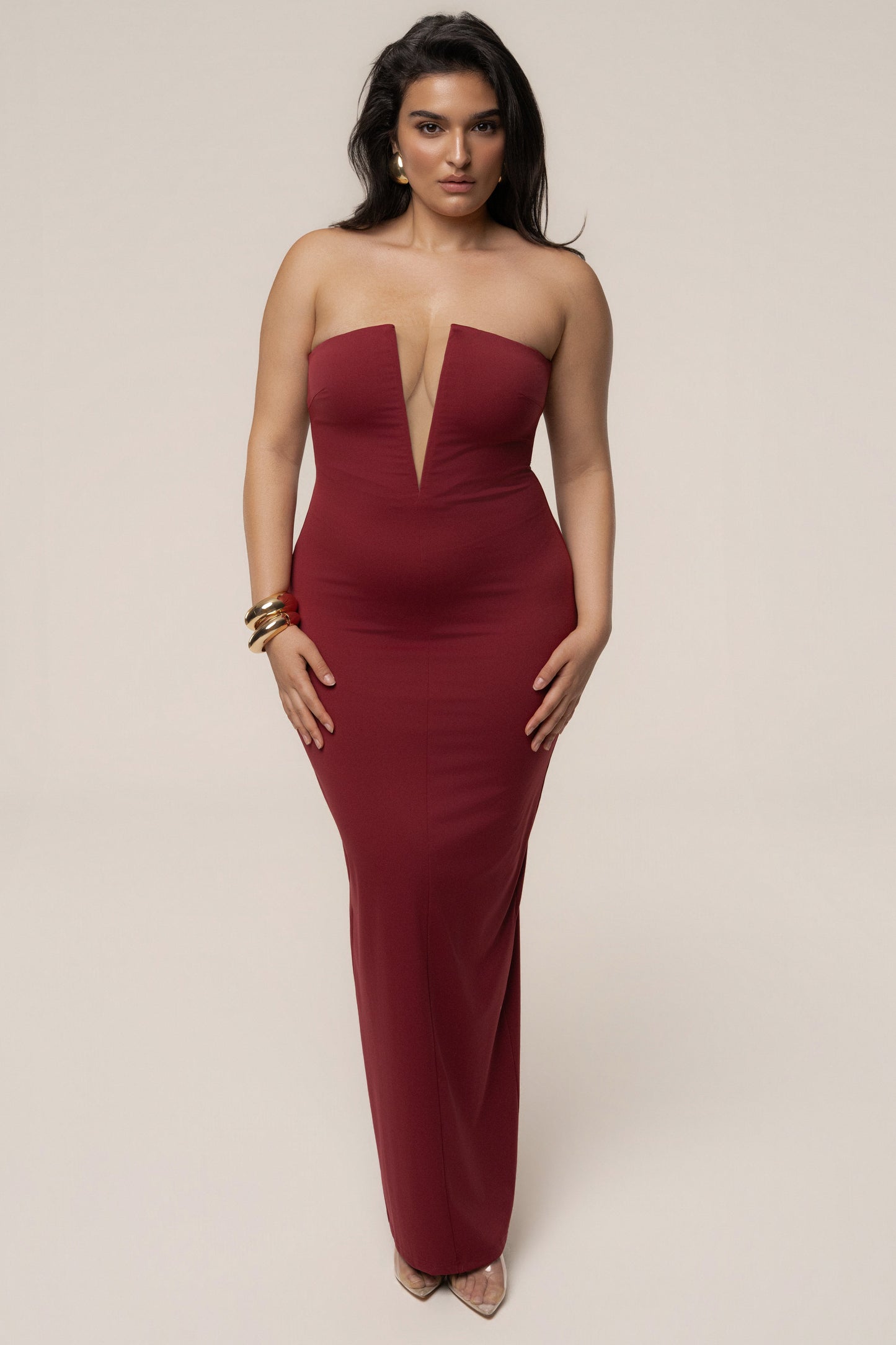 Burgundy Midnight Illusion Maxi Gown