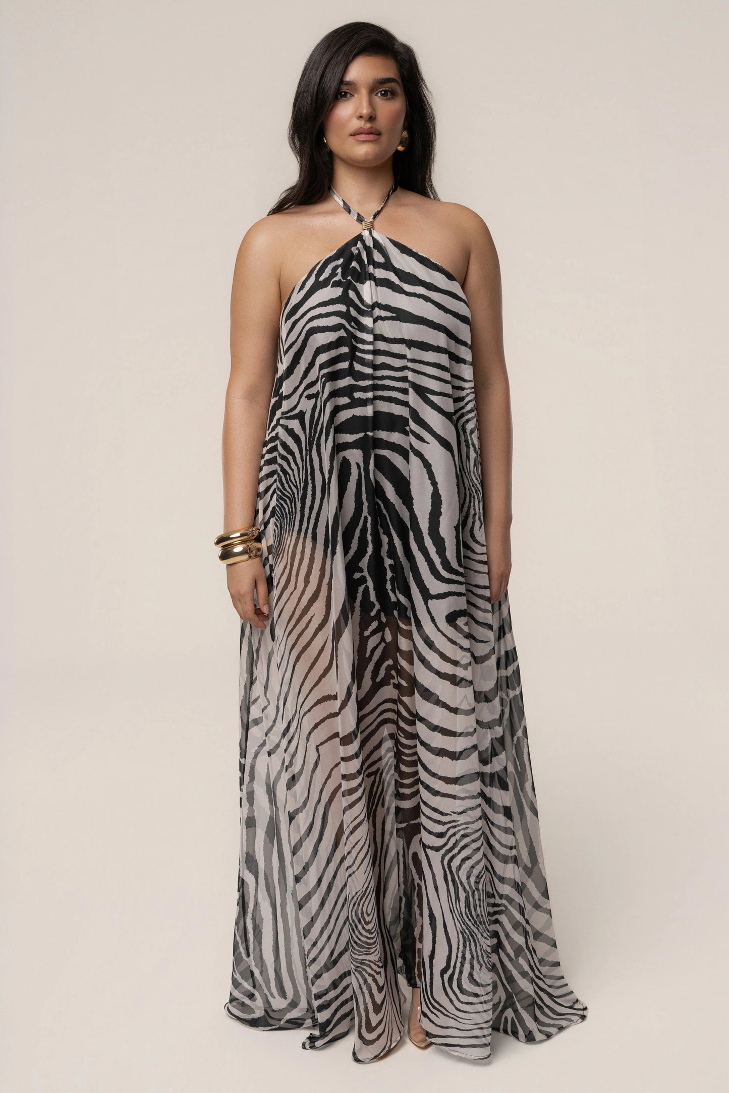 PRE-ORDER Zebra Print Jolene Halter Dress