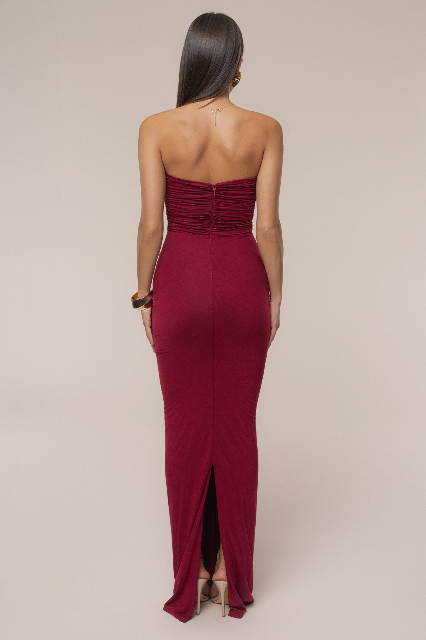 Burgundy Atlantis Drape Maxi Dress