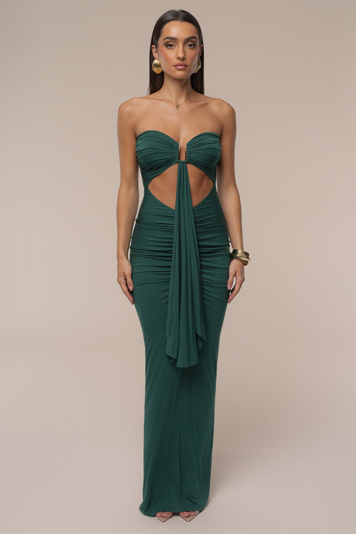 Emerald Atlantis Drape Maxi Dress
