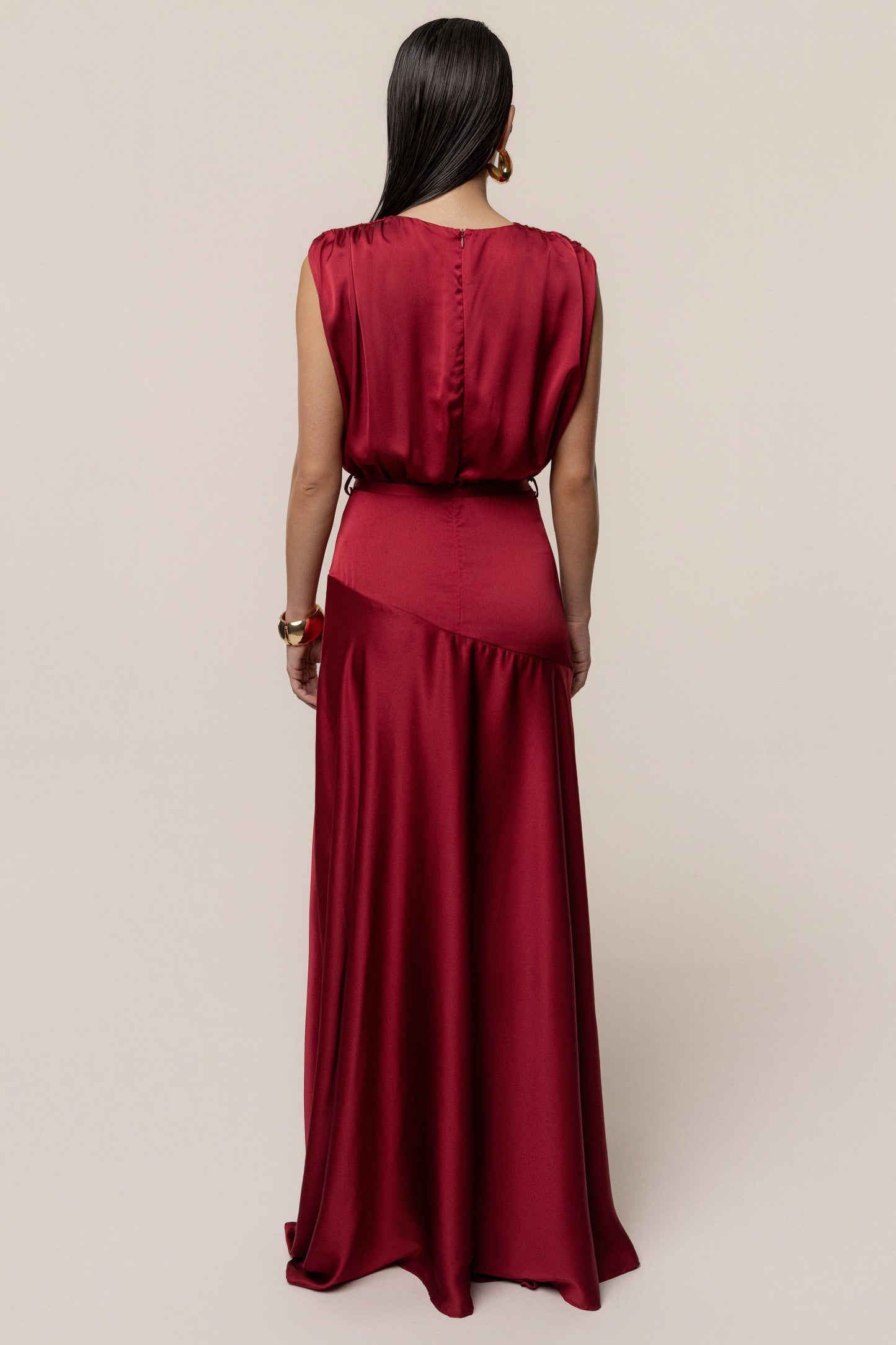 Red Amalia Satin Maxi Dress