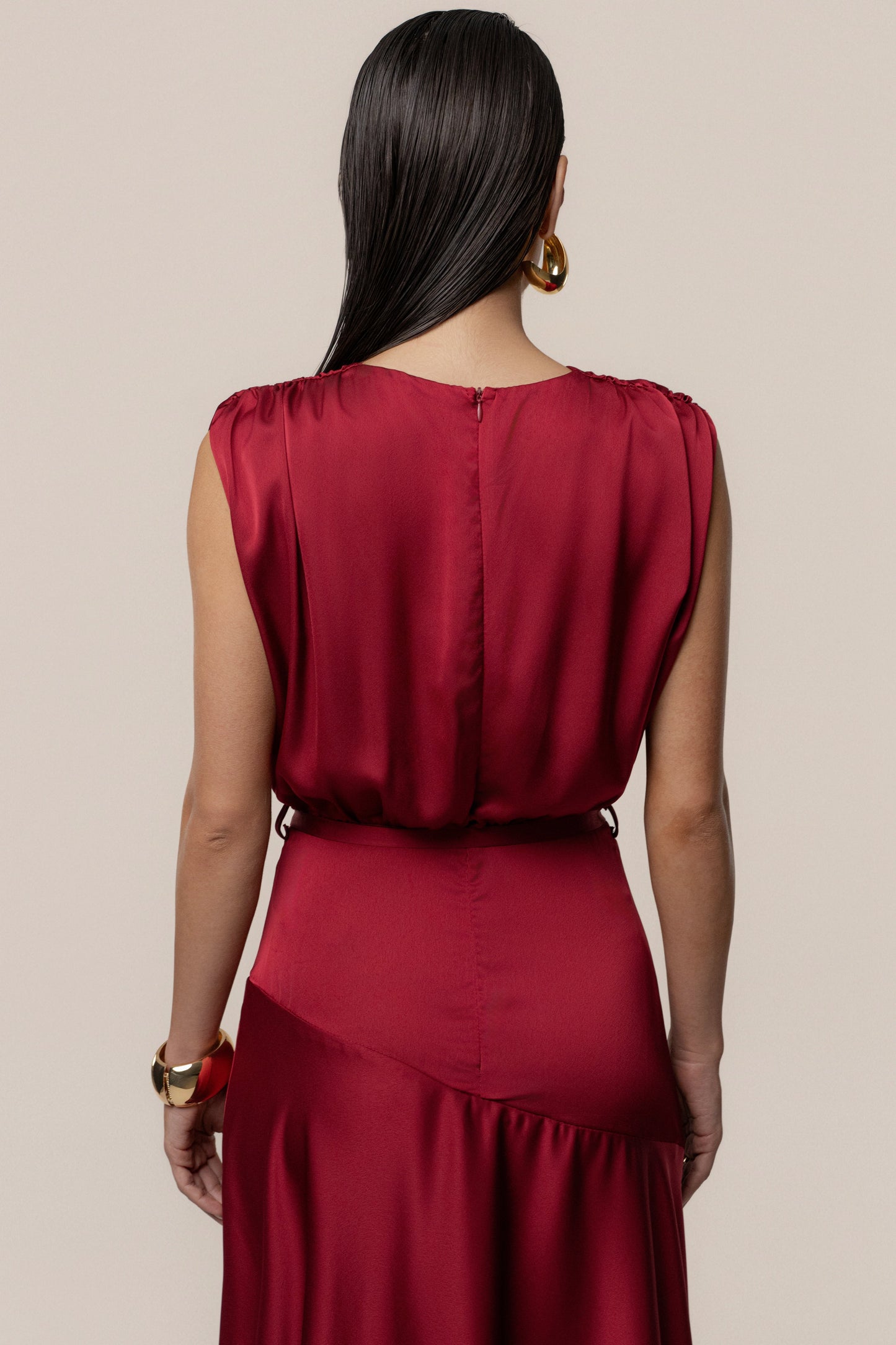 Red Amalia Satin Maxi Dress