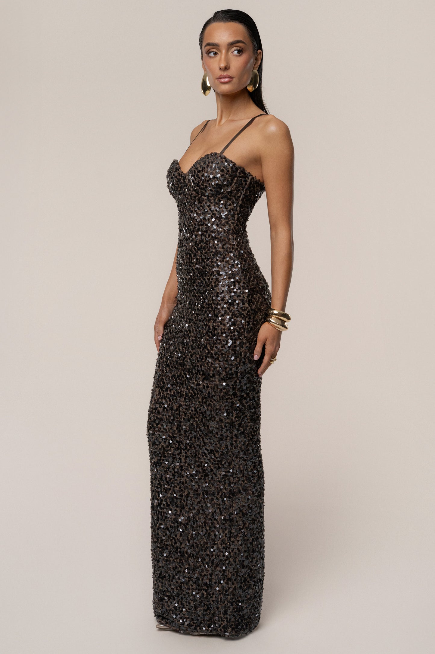 Chocolate Jewel Opulence Sequin Dress