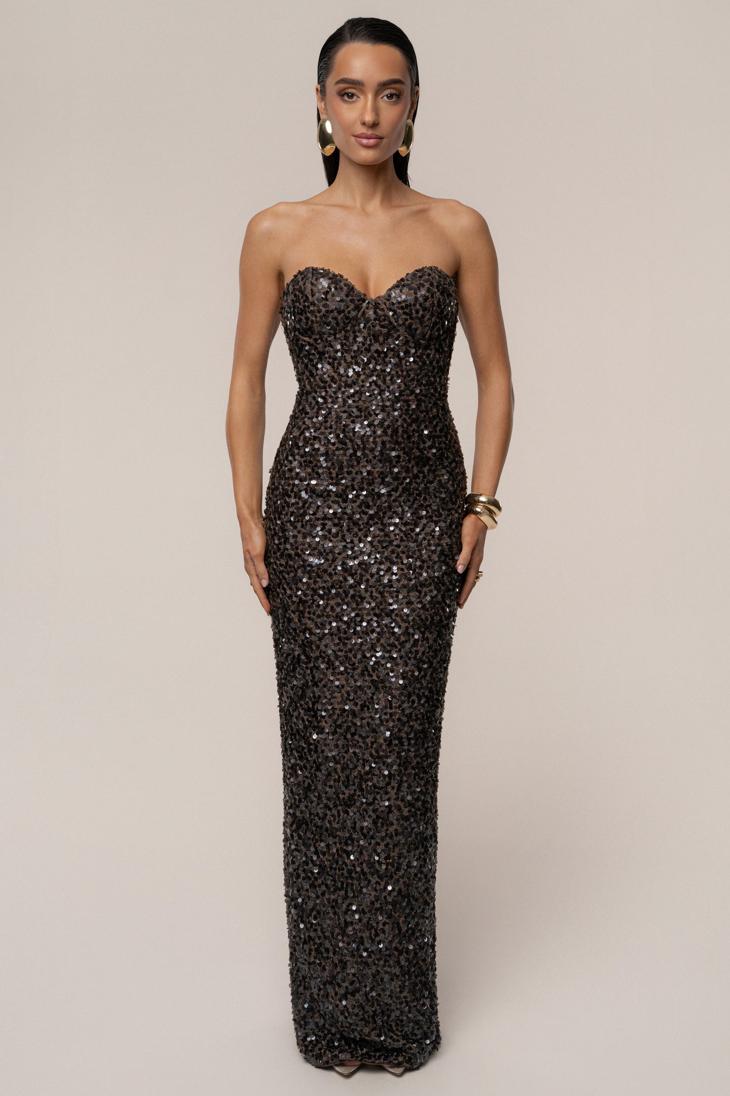 Chocolate Jewel Opulence Sequin Dress