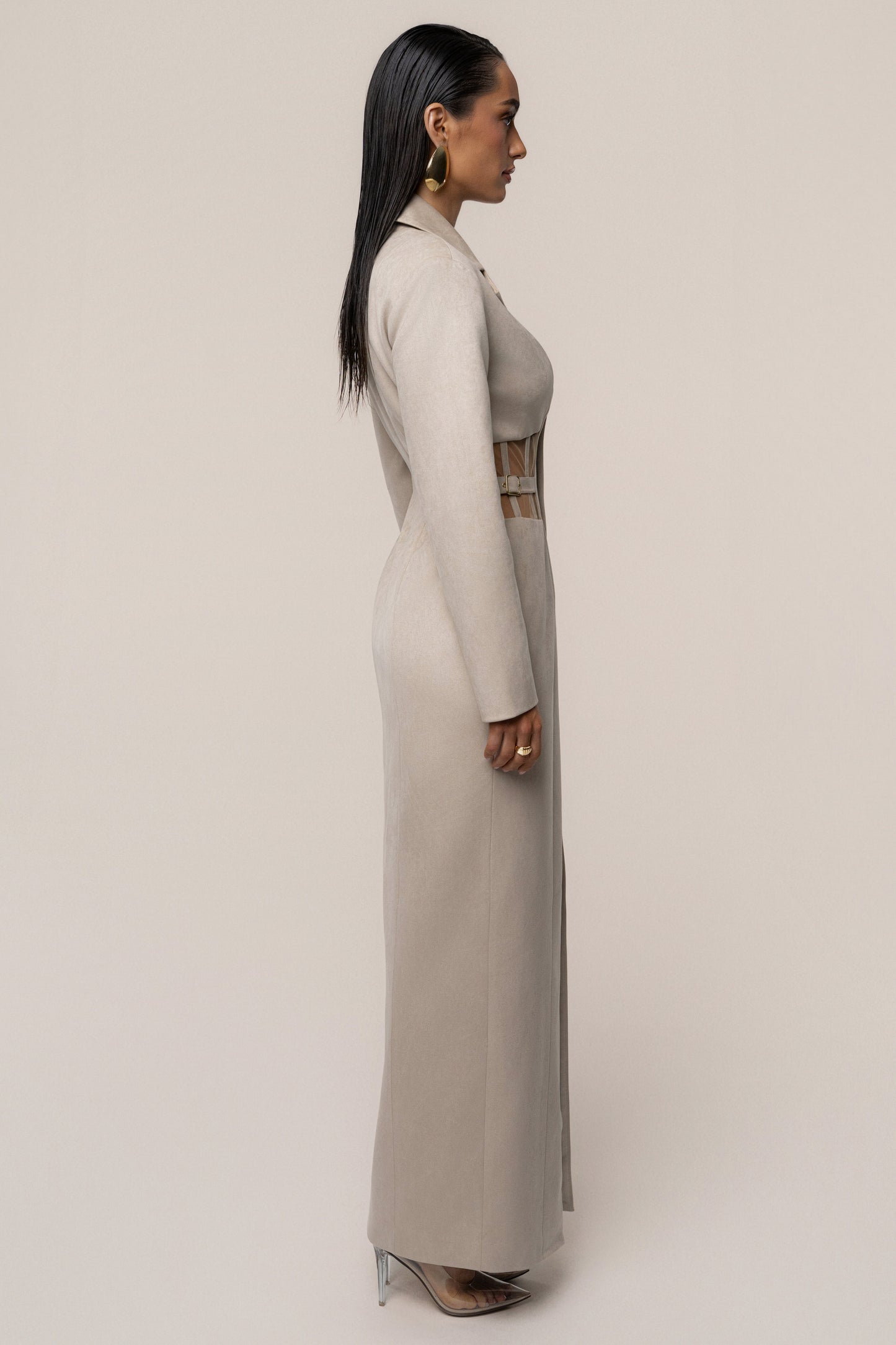 Stone Toffee Haze Suede Dress
