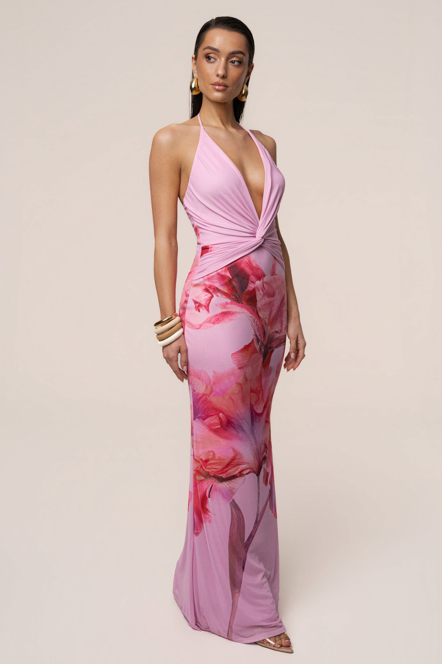 Pink Floral Coastal Bloom Maxi Dress